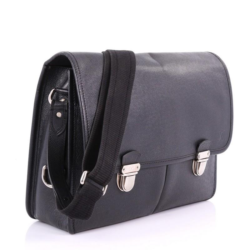 Black Louis Vuitton Alexei Messenger Bag Taiga Leather
