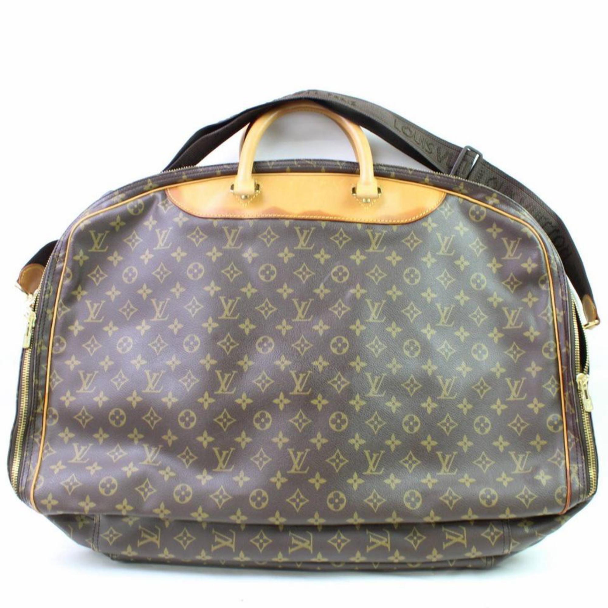Gray Louis Vuitton Alize Bandouliere 2 Poches 866494 Brown Coated Canvas Travel Bag For Sale