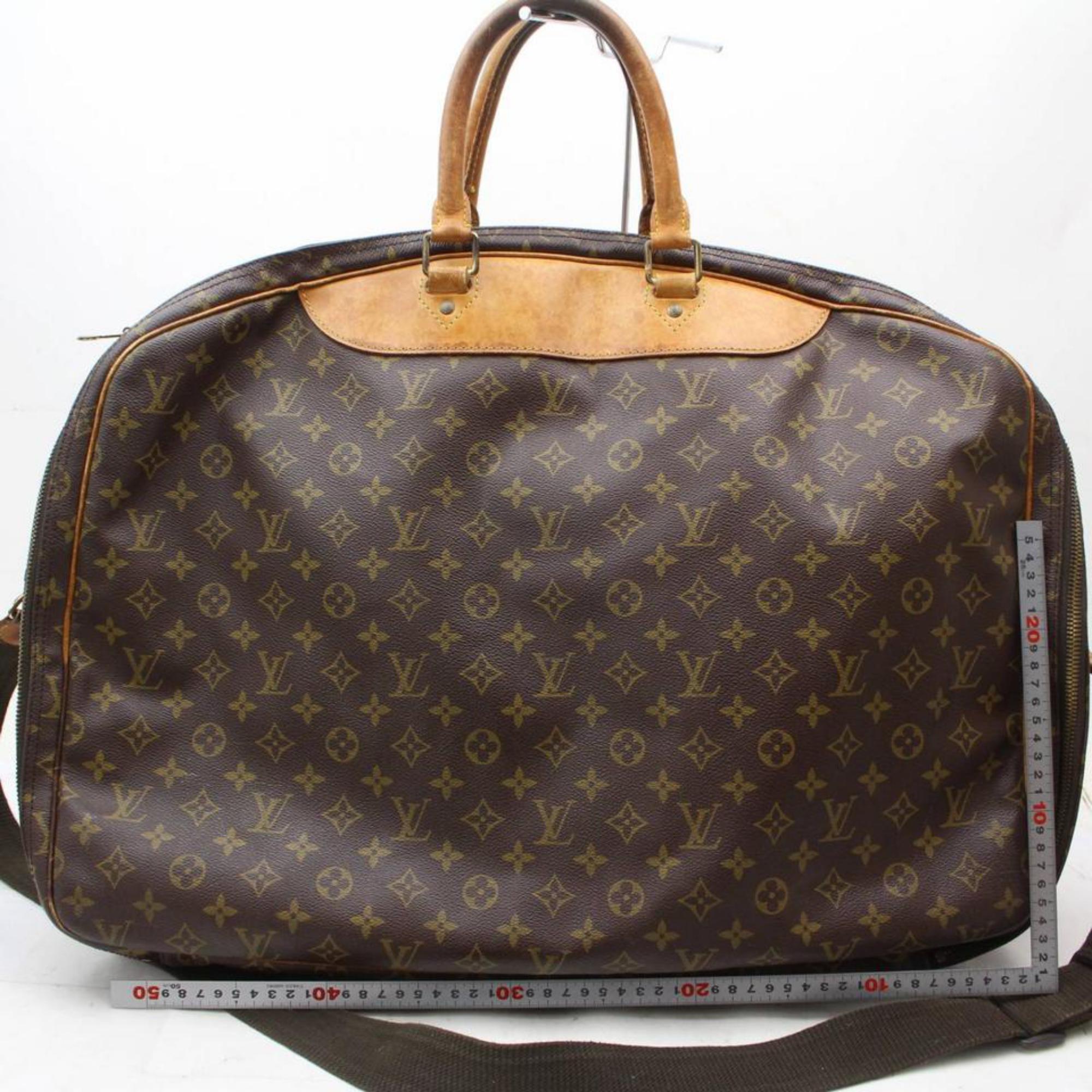 Louis Vuitton Alize Monogram 2 Poches with Strap 870354 Brown Canvas Travel Bag For Sale 1
