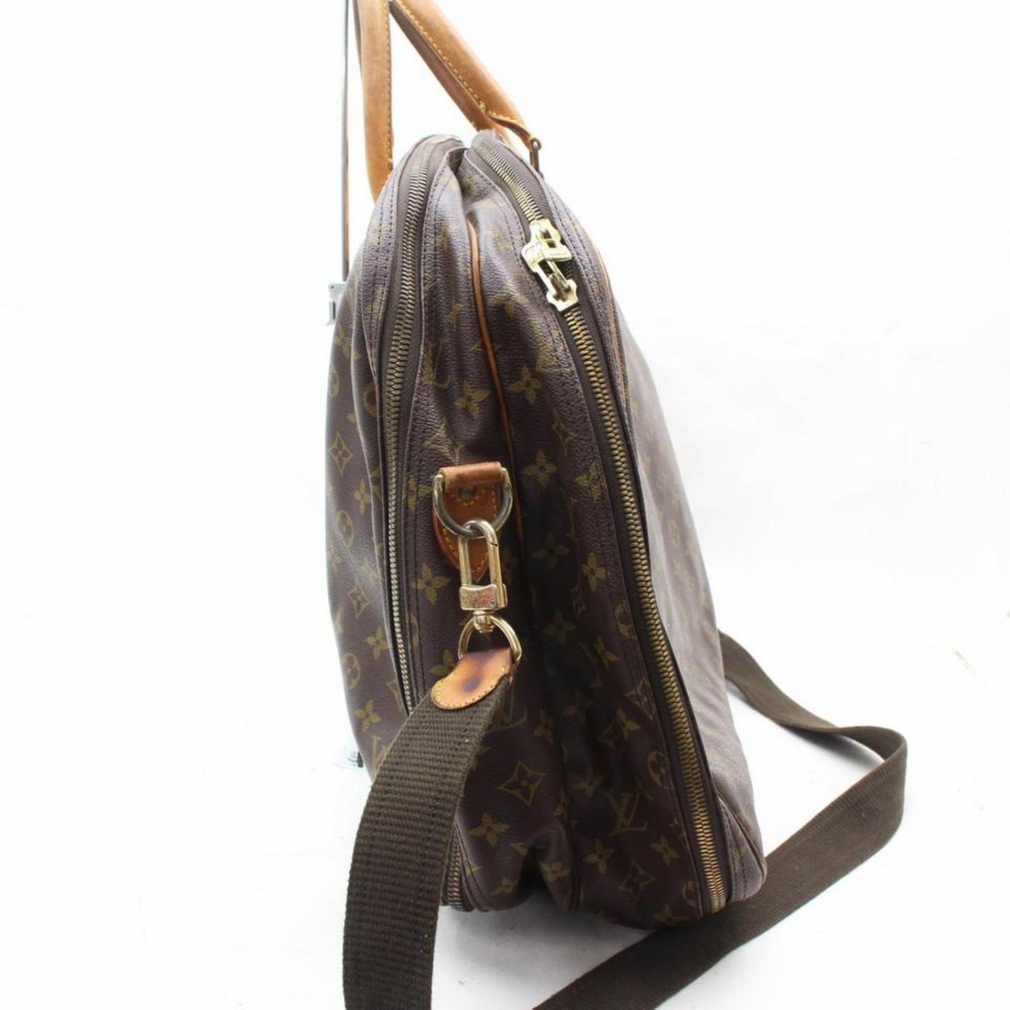 Louis Vuitton Alize Monogram 2 Poches with Strap 870354 Brown Canvas Travel Bag For Sale 2