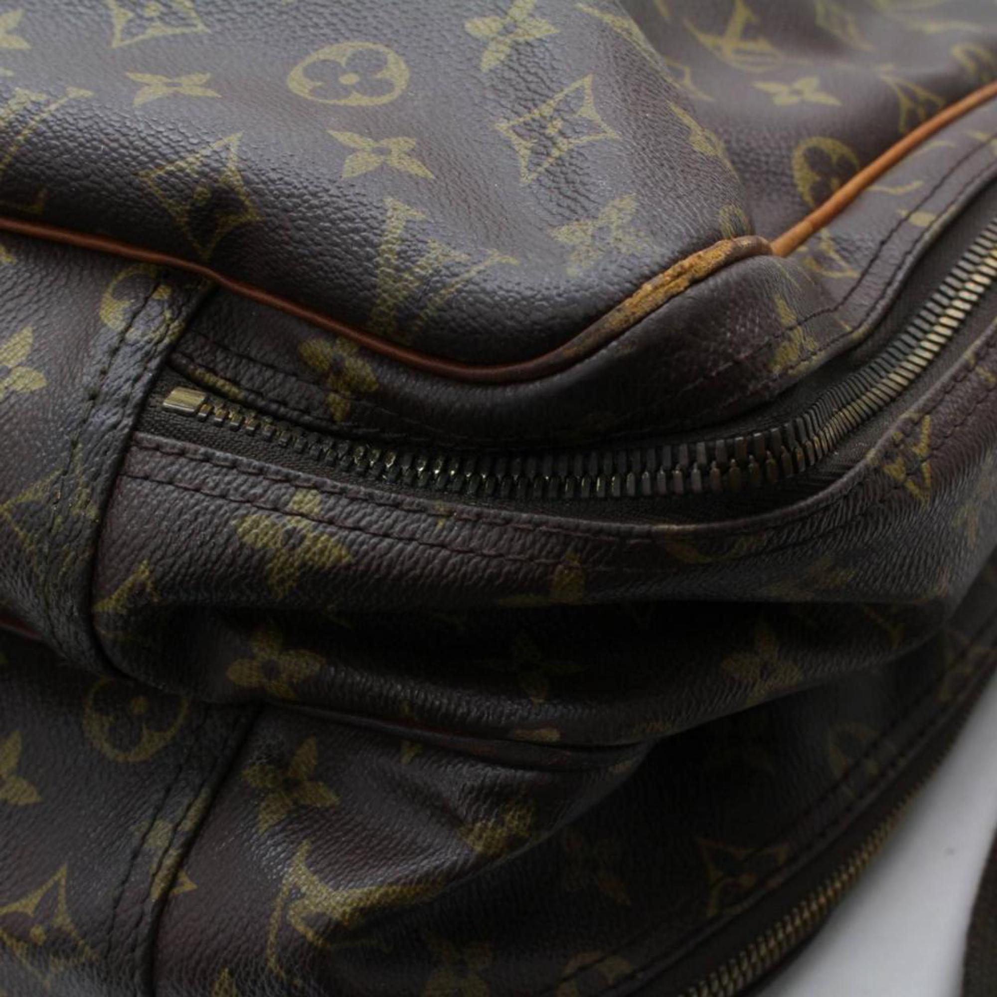 Louis Vuitton Alize Monogram 2 Poches with Strap 870354 Brown Canvas Travel Bag For Sale 4