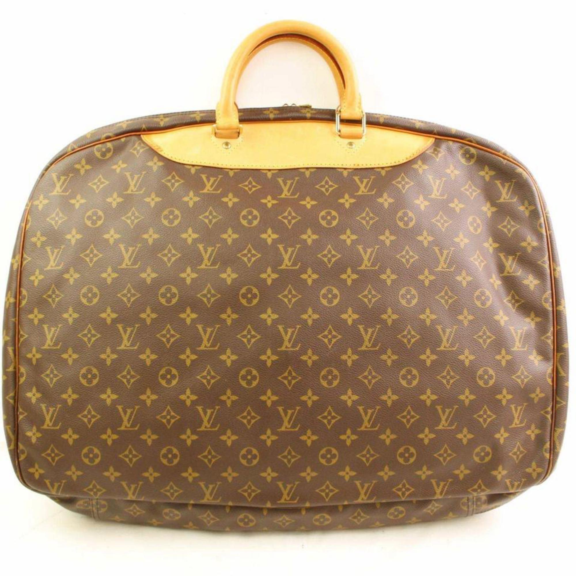 Louis Vuitton Alize Monogram 866377 Brown Coated Canvas Weekend/Travel Bag For Sale 2