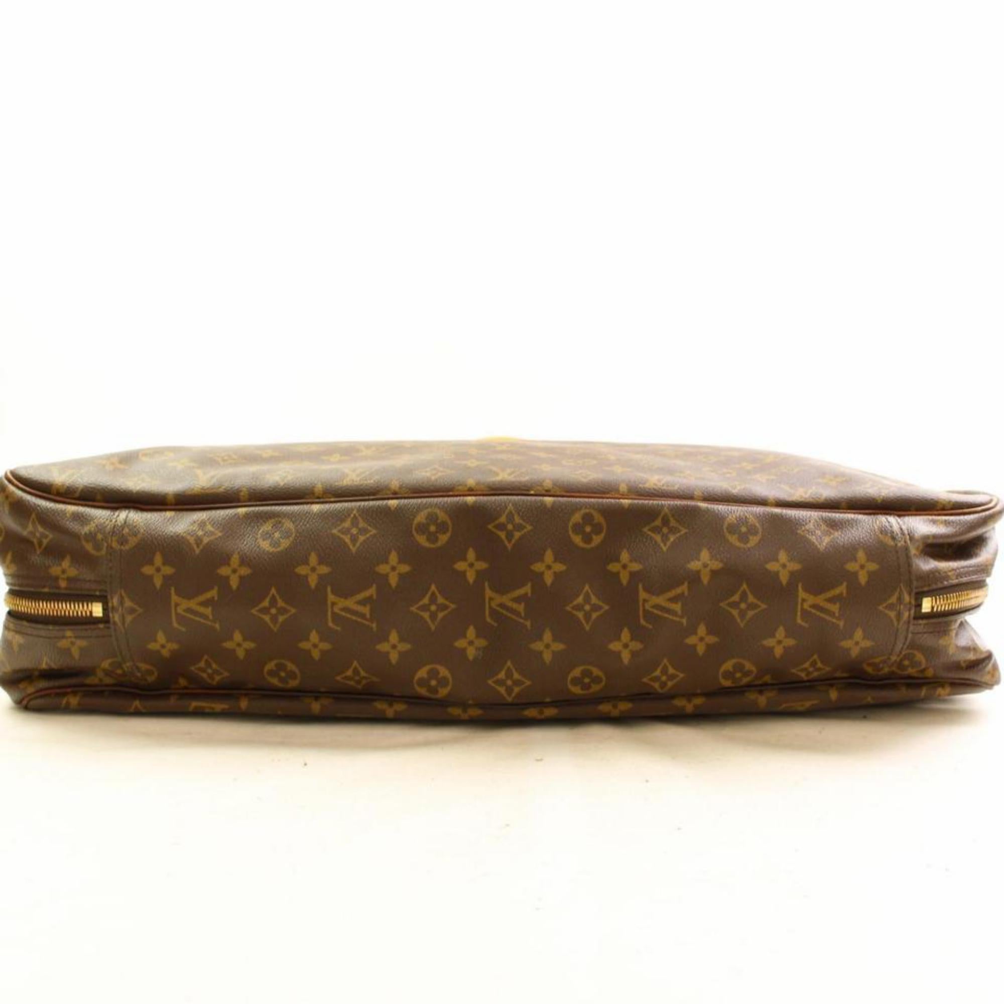 Louis Vuitton Alize Monogram 866377 Brown Coated Canvas Weekend/Travel Bag For Sale 5
