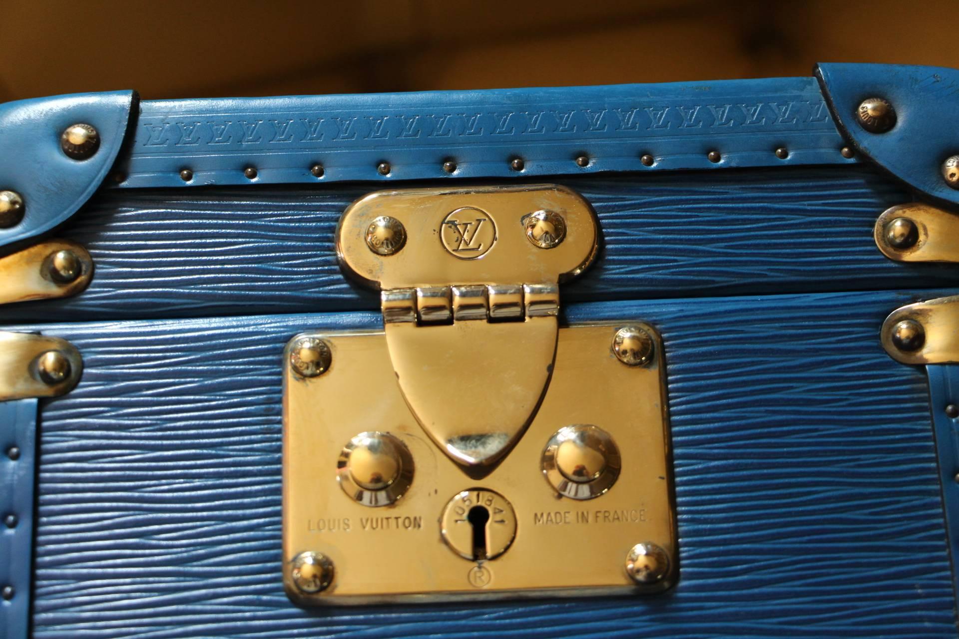 Louis Vuitton All Blue Leather Train Case 6