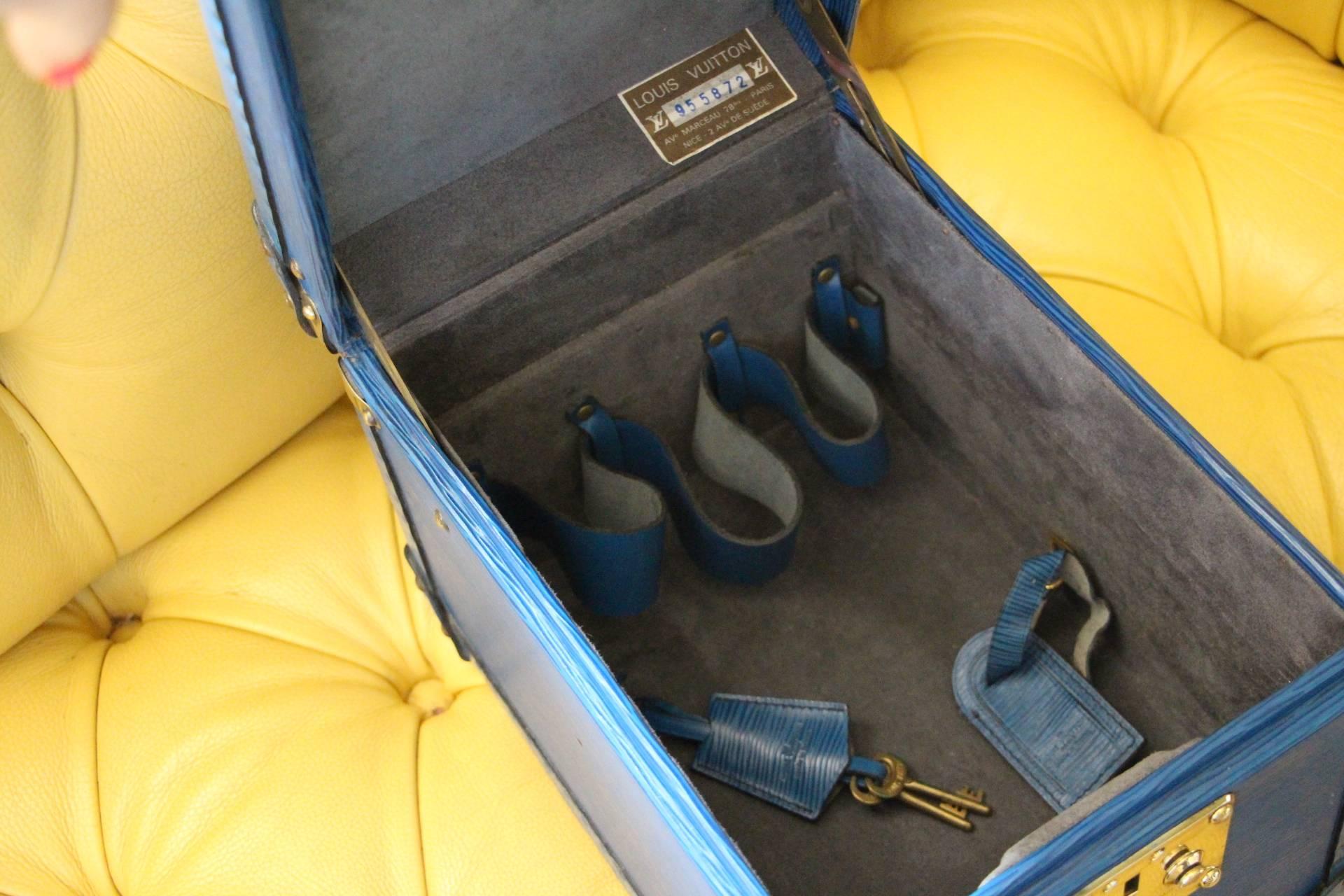 Louis Vuitton All Blue Leather Train Case 9