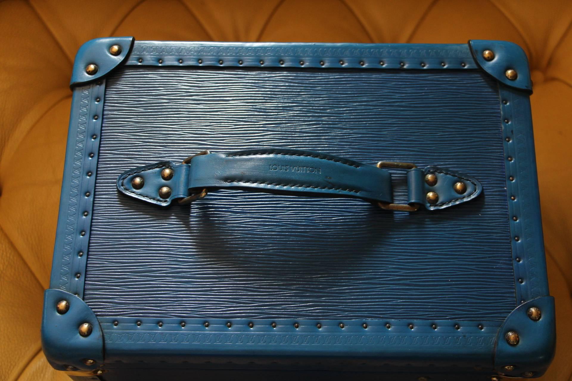 Louis Vuitton All Blue Leather Train Case 1