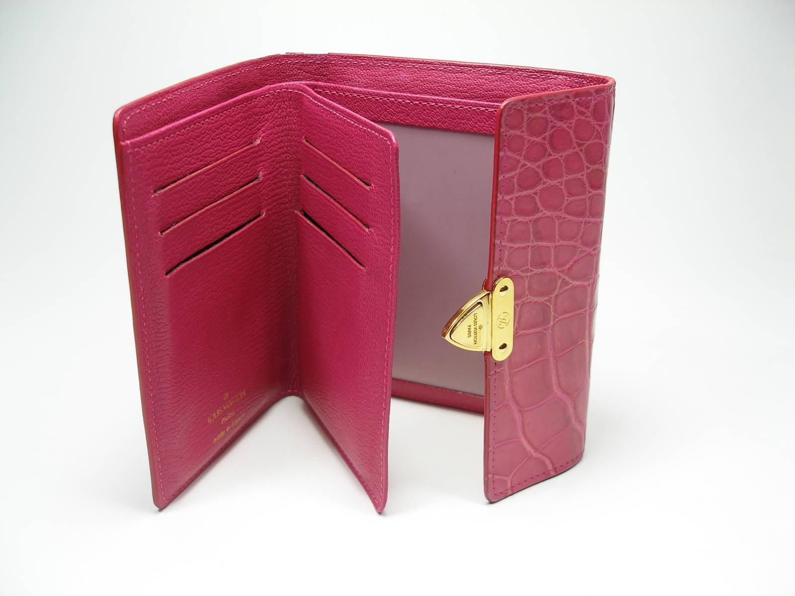 Brown  Louis Vuitton Alligator Koala Wallet Pink RTP $3790 / Good Deal  For Sale