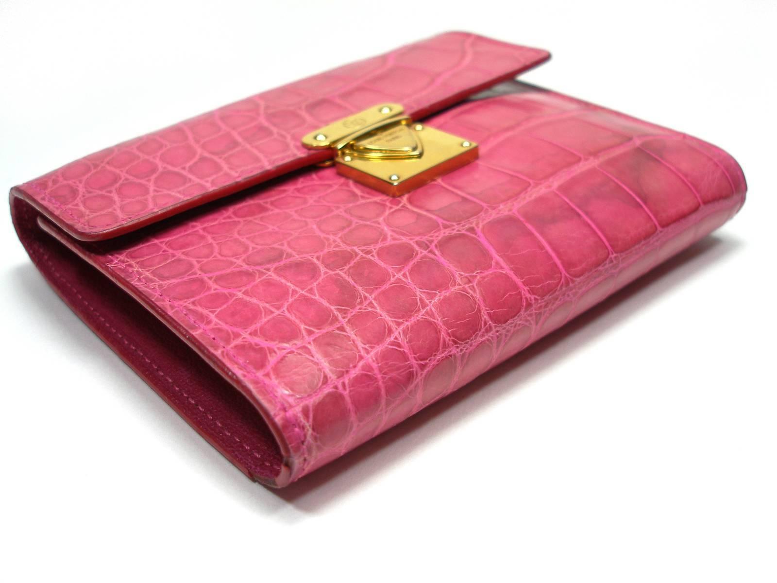  Louis Vuitton Alligator Koala Wallet Pink RTP $3790 / Good Deal  For Sale 1