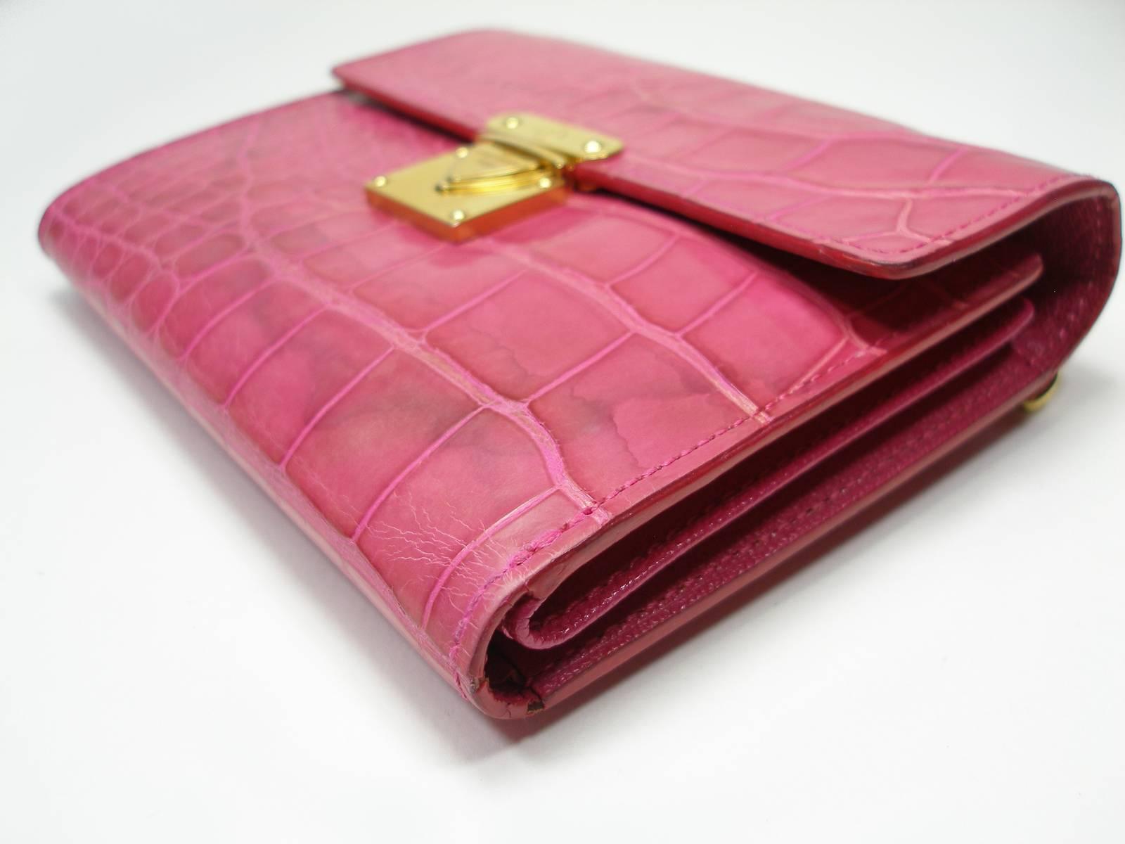  Louis Vuitton Alligator Koala Wallet Pink RTP $3790 / Good Deal  For Sale 2