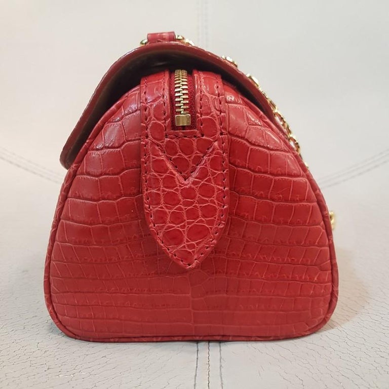 LOUIS VUITTON Alligator Mat Red Bag For Sale 2