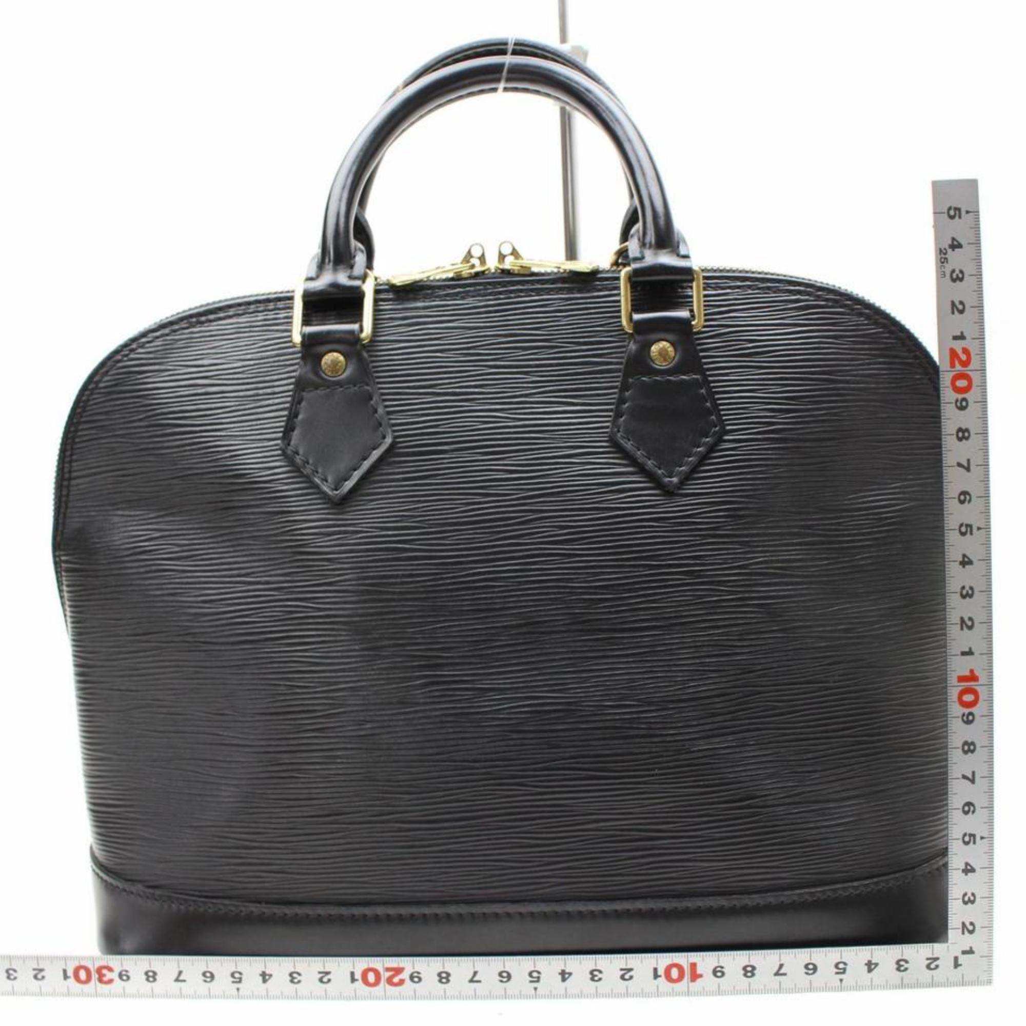 Louis Vuitton Alma 867516 Black Leather Satchel For Sale 2