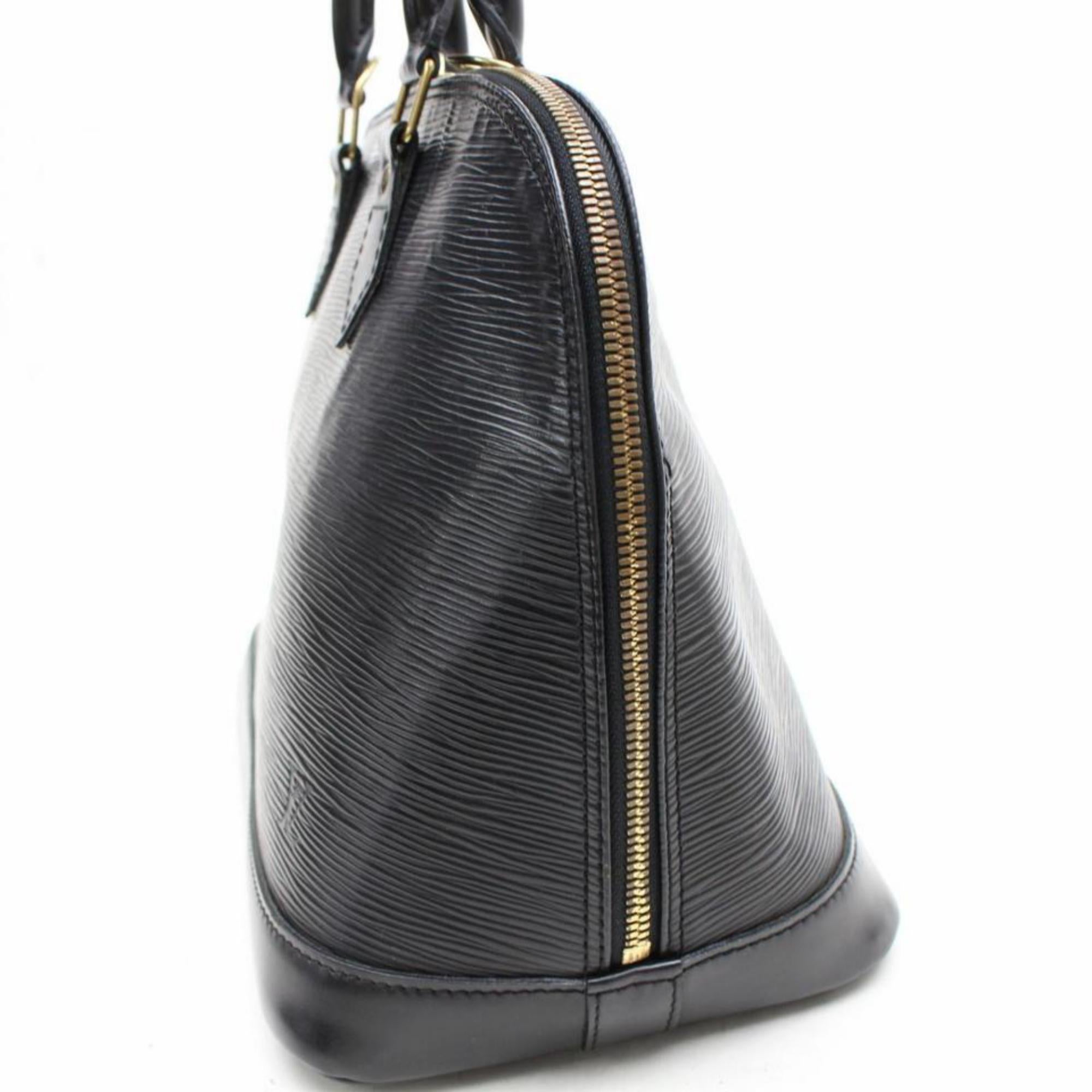 Louis Vuitton Alma 867516 Black Leather Satchel For Sale 4