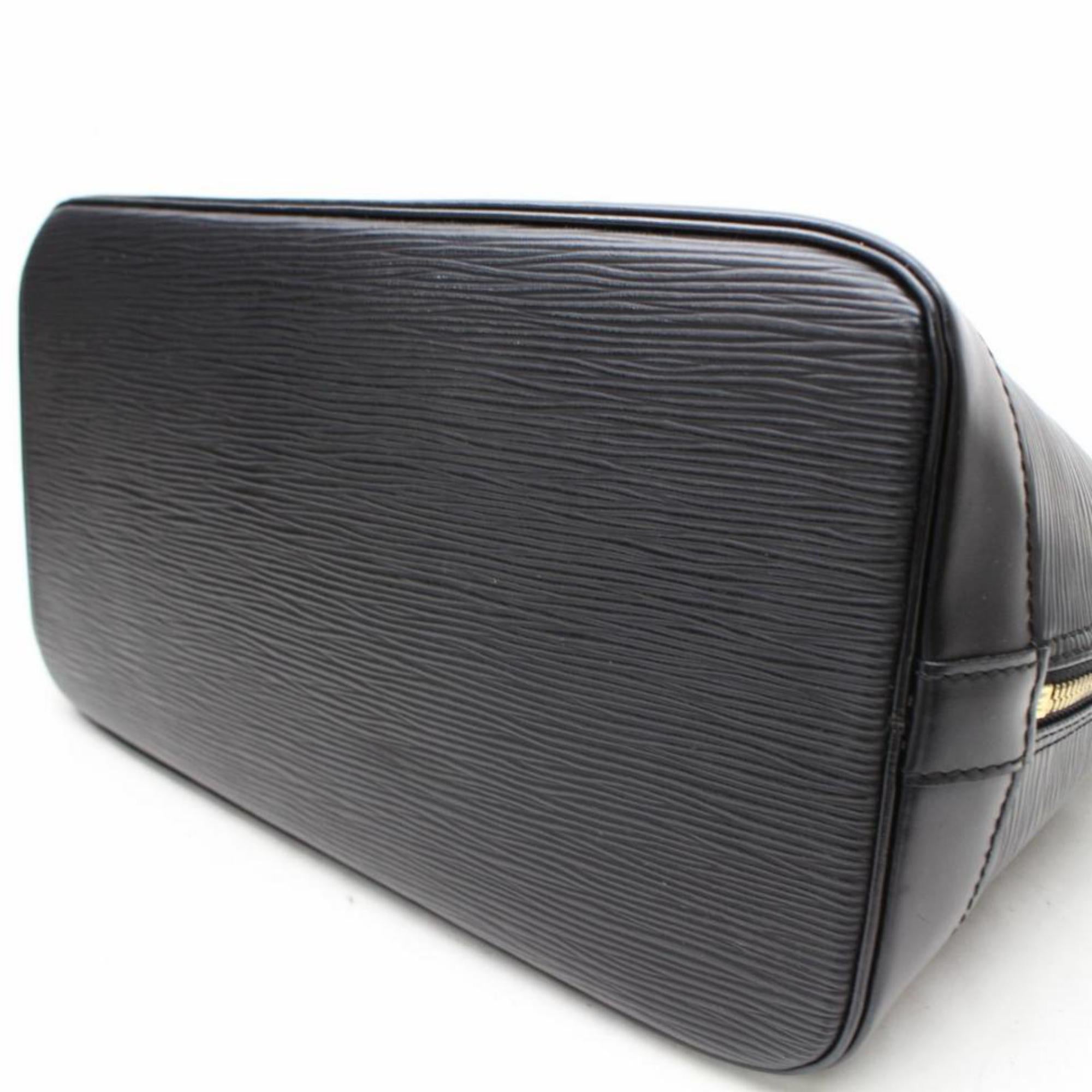 Louis Vuitton Alma 867516 Black Leather Satchel For Sale 5