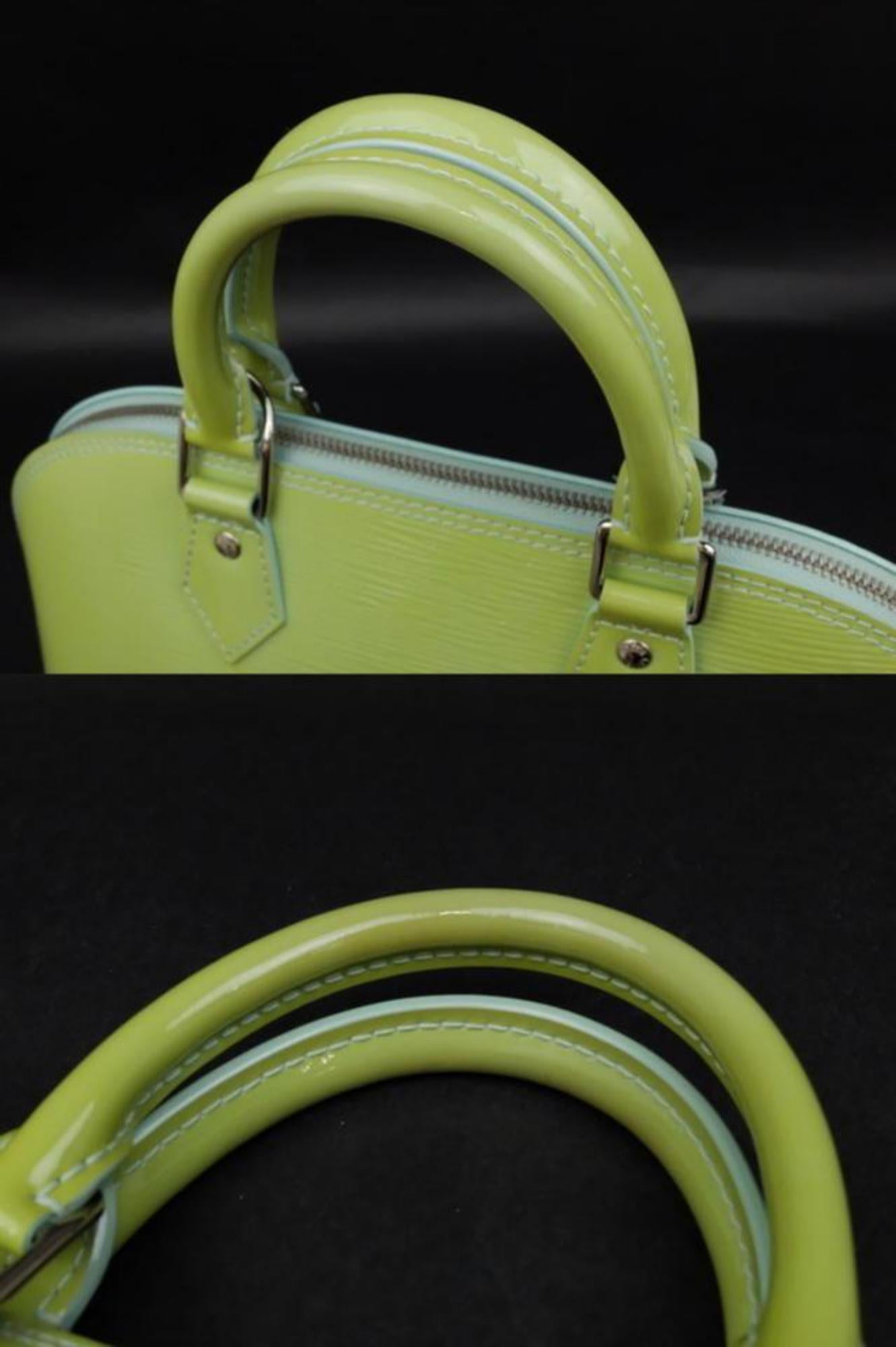 Louis Vuitton Alma Amande Pm 232546 Green Patent Leather Satchel For Sale 5