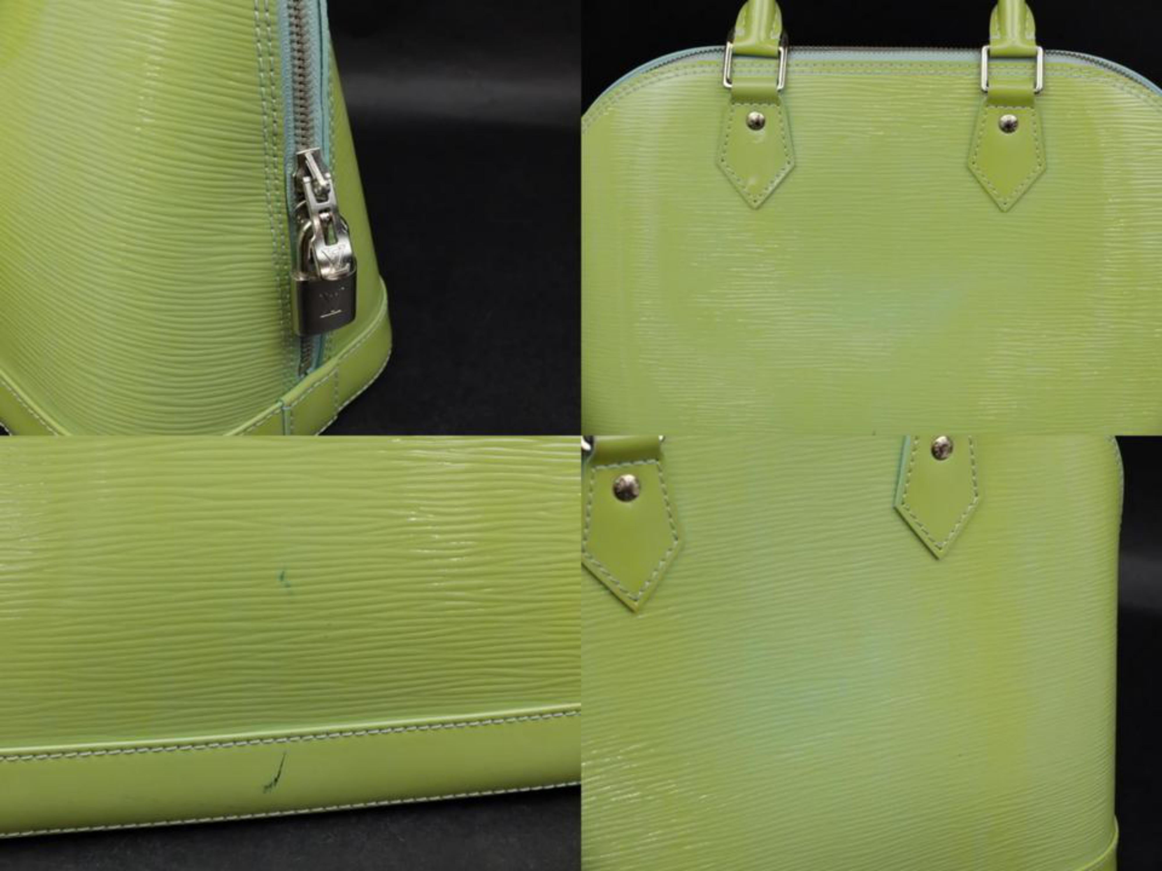 Women's Louis Vuitton Alma Amande Pm 232546 Green Patent Leather Satchel For Sale