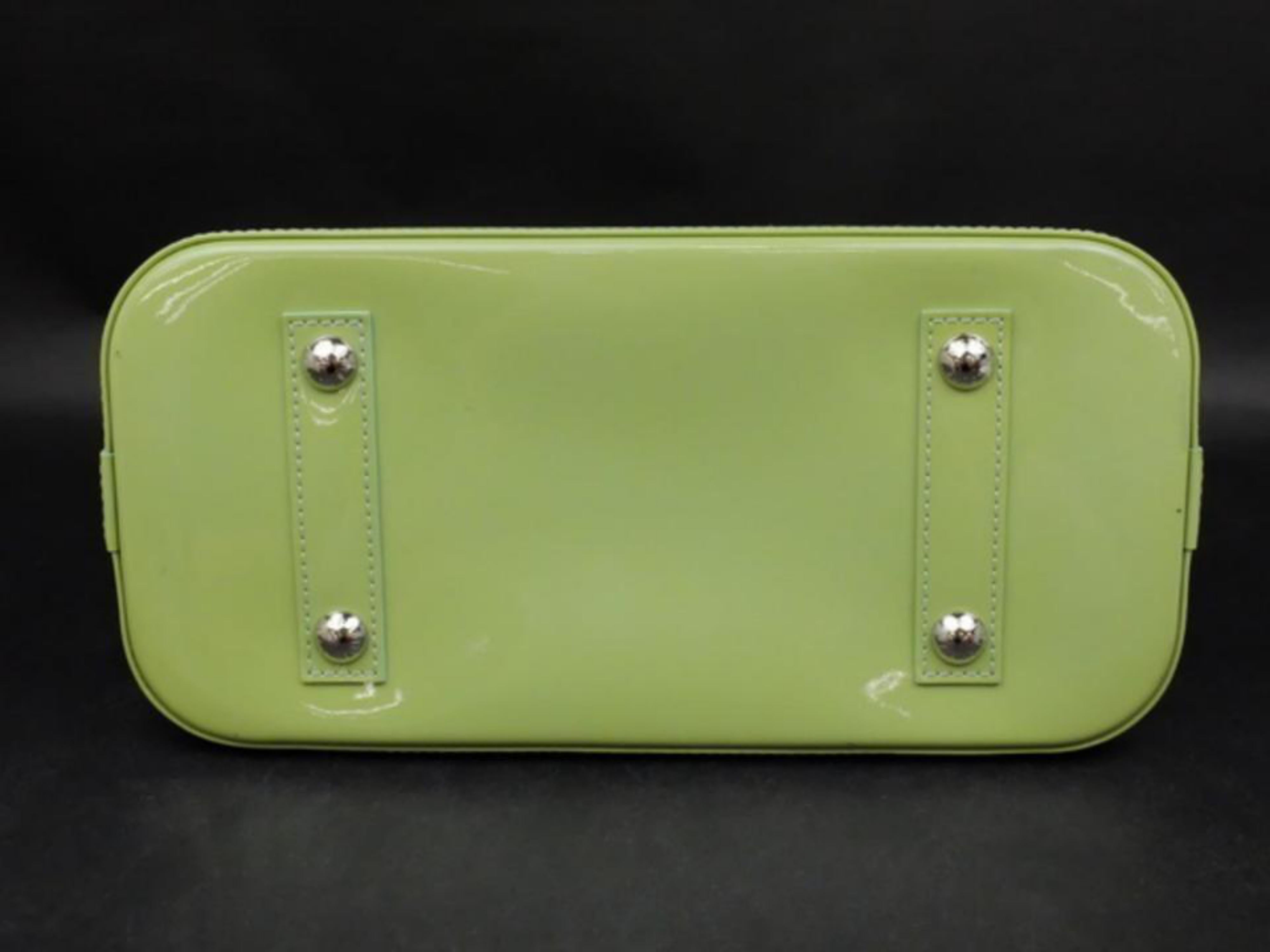 Louis Vuitton Alma Amande Pm 232546 Green Patent Leather Satchel For Sale 1
