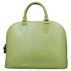 Louis Vuitton Alma Amande Pm 232546 Green Patent Leather Satchel