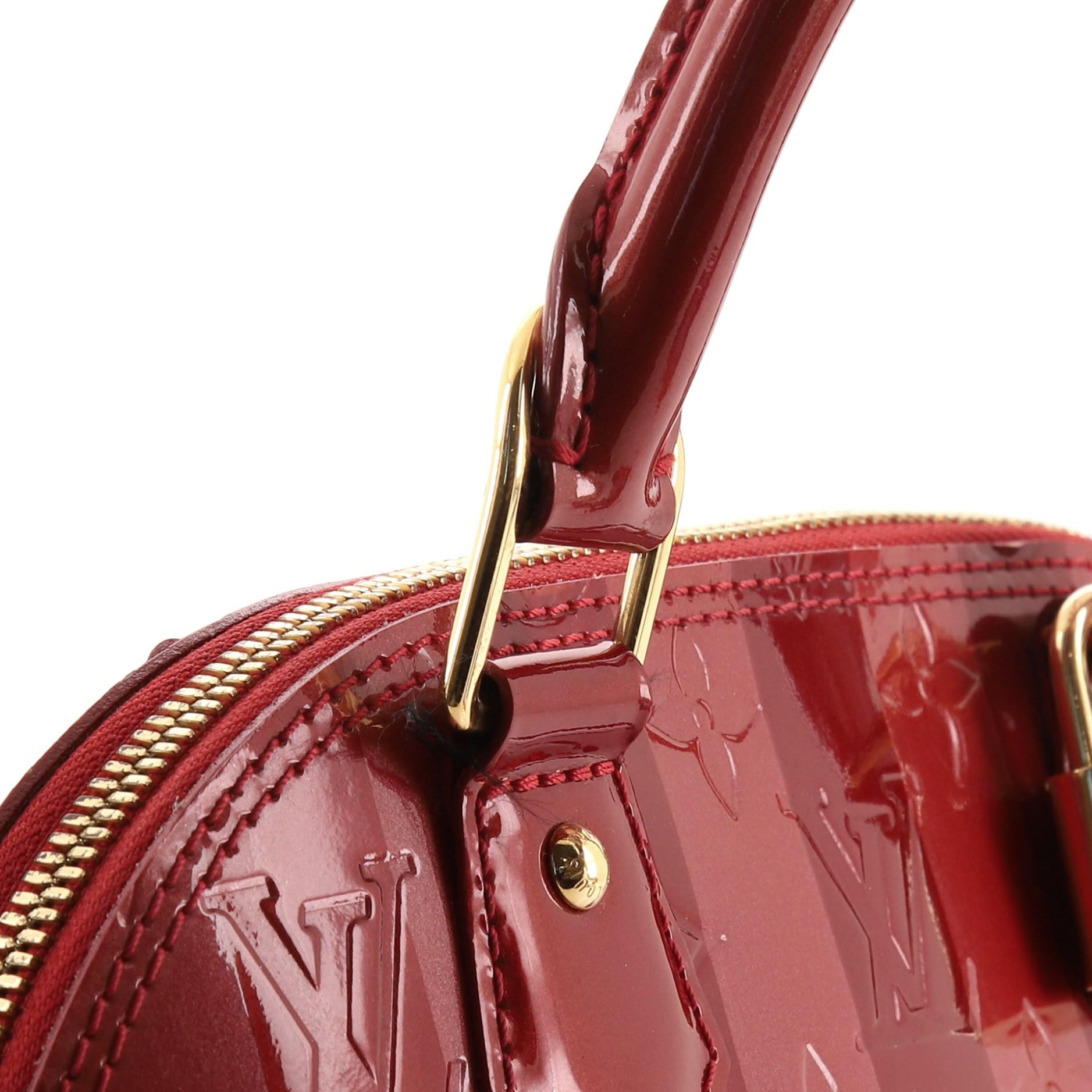 Red Louis Vuitton Alma Bag Limited Edition Monogram Vernis Rayures BB