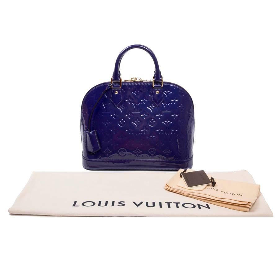 LOUIS VUITTON 'Alma' Bag Small Model in Purple Embossed Monogram Patent Leather 1