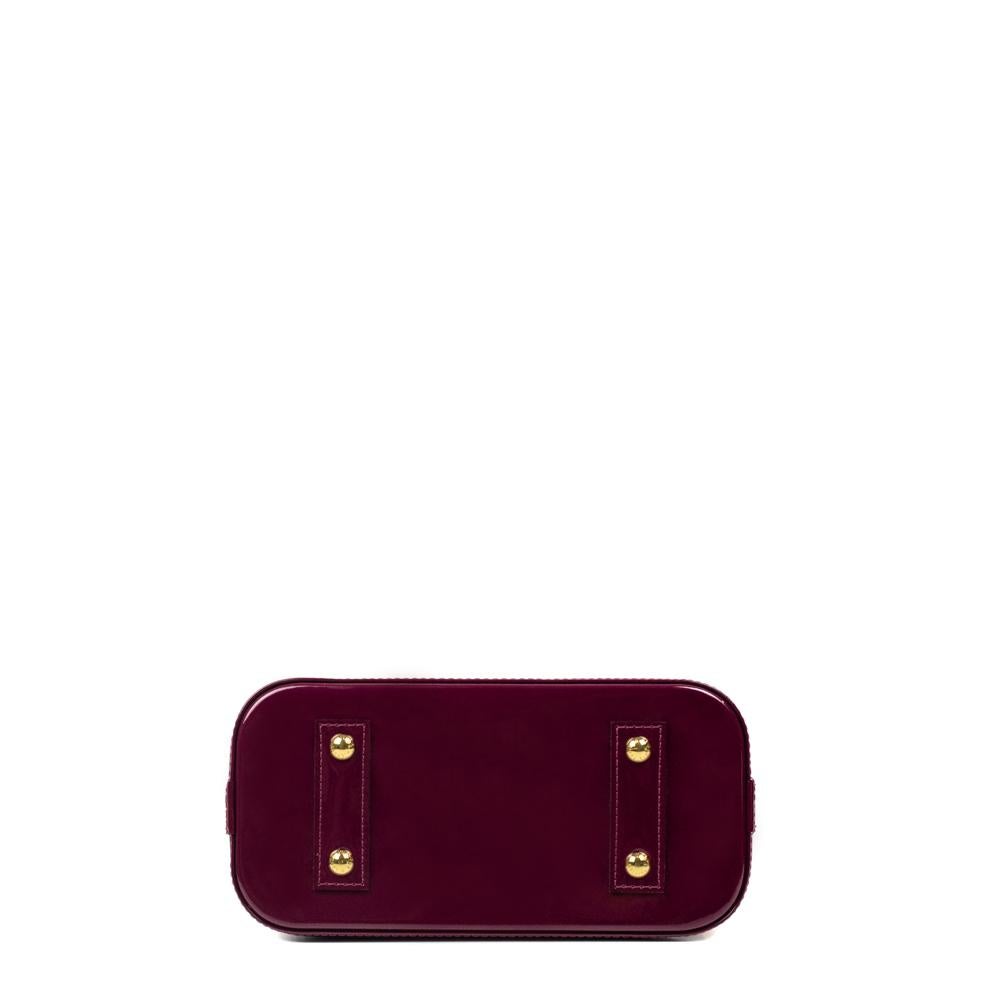 Black LOUIS VUITTON, Alma BB in burgundy patent leather