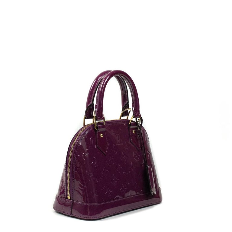 Large Louis Vuitton Alma Patent Leather Handbag In Dark Purple - Brilliance  Jewels