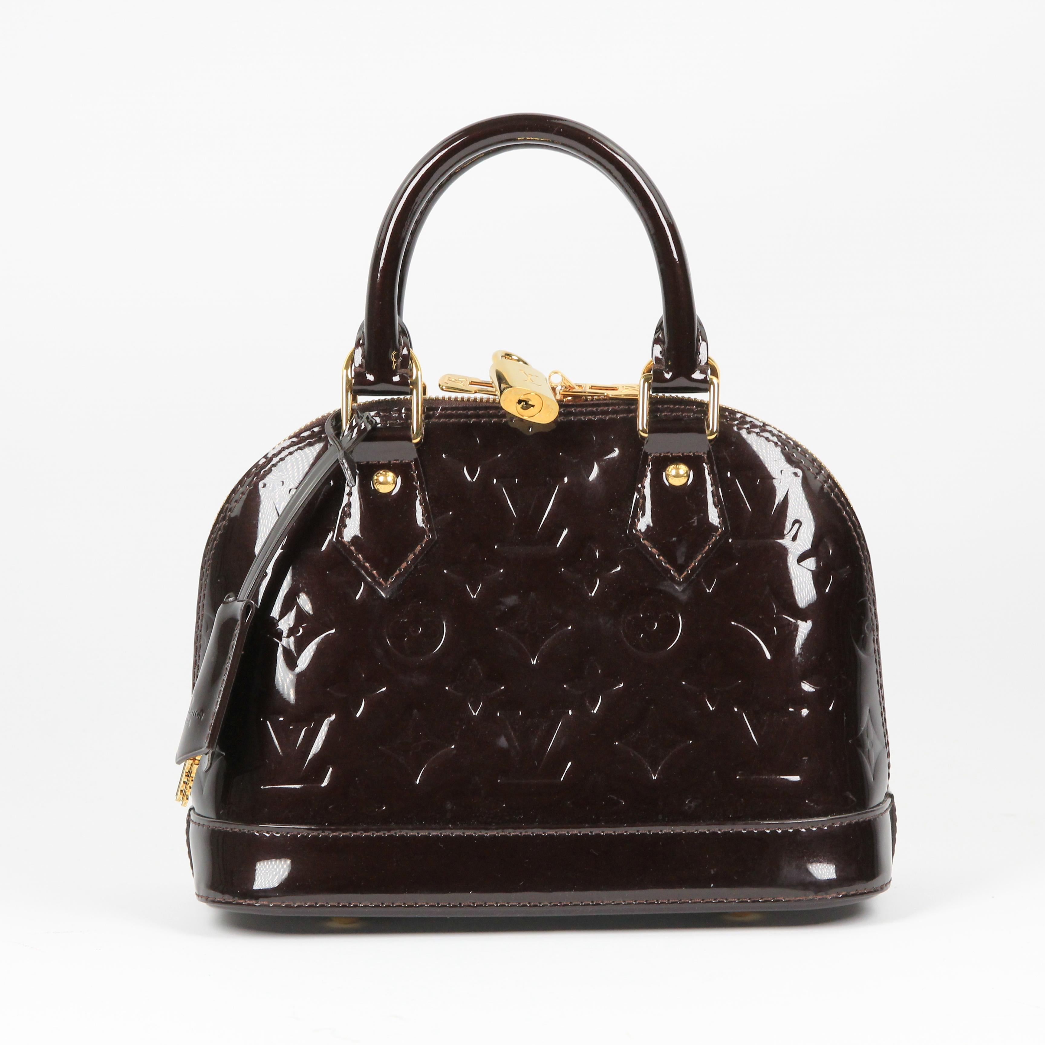 Louis Vuitton Alma BB patent leather handbag For Sale 14