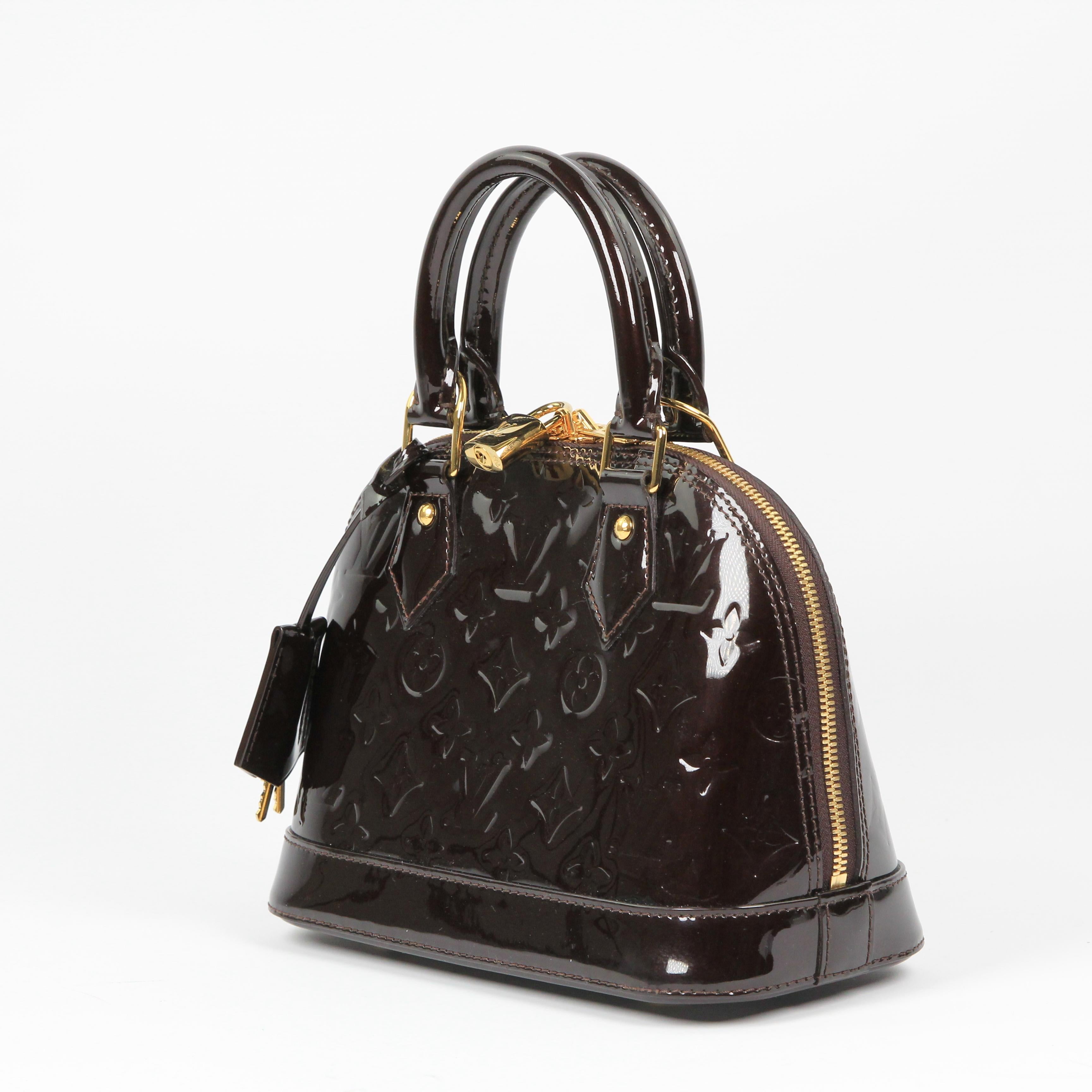 Louis Vuitton Alma BB patent leather handbag For Sale 15