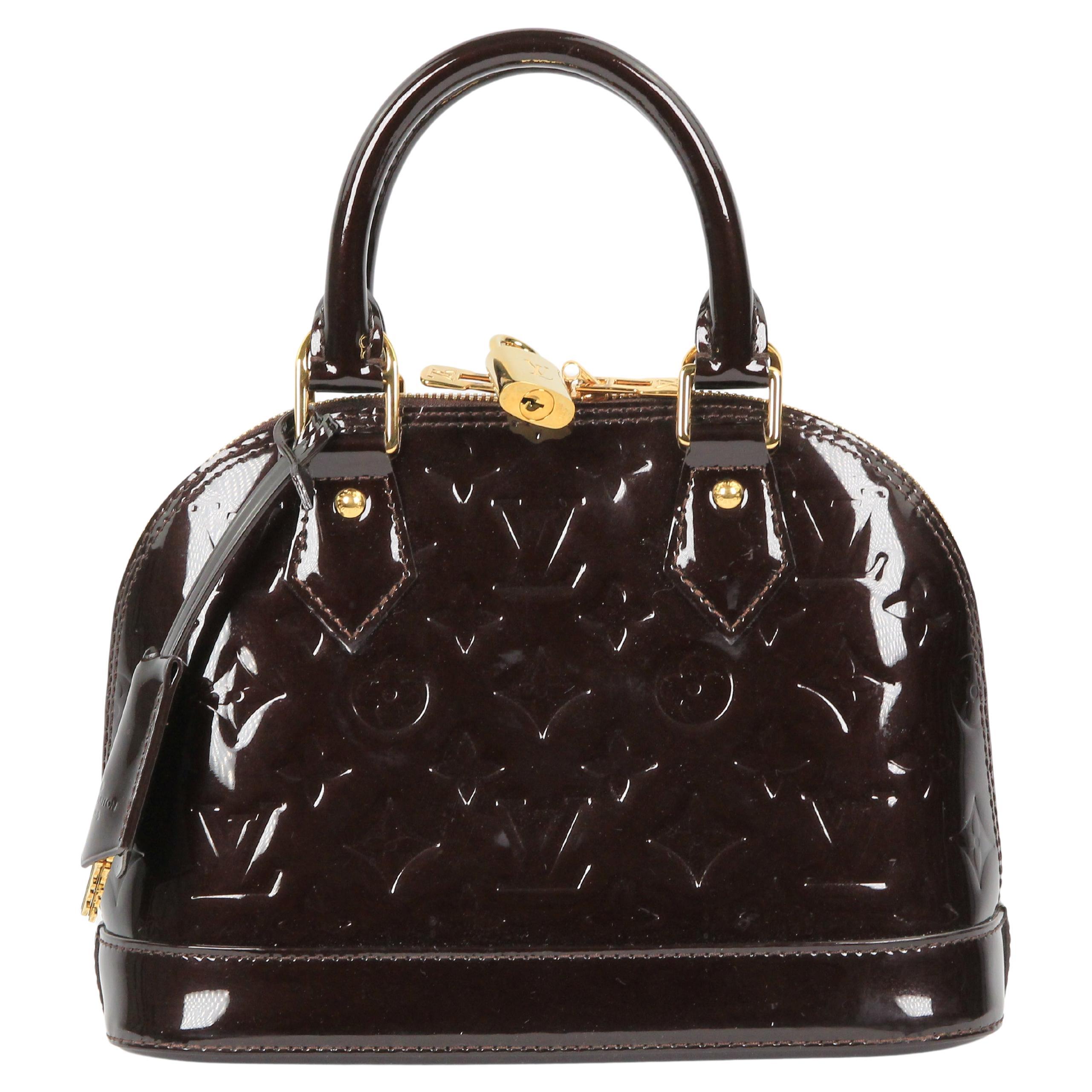 Louis Vuitton Alma BB patent leather handbag For Sale