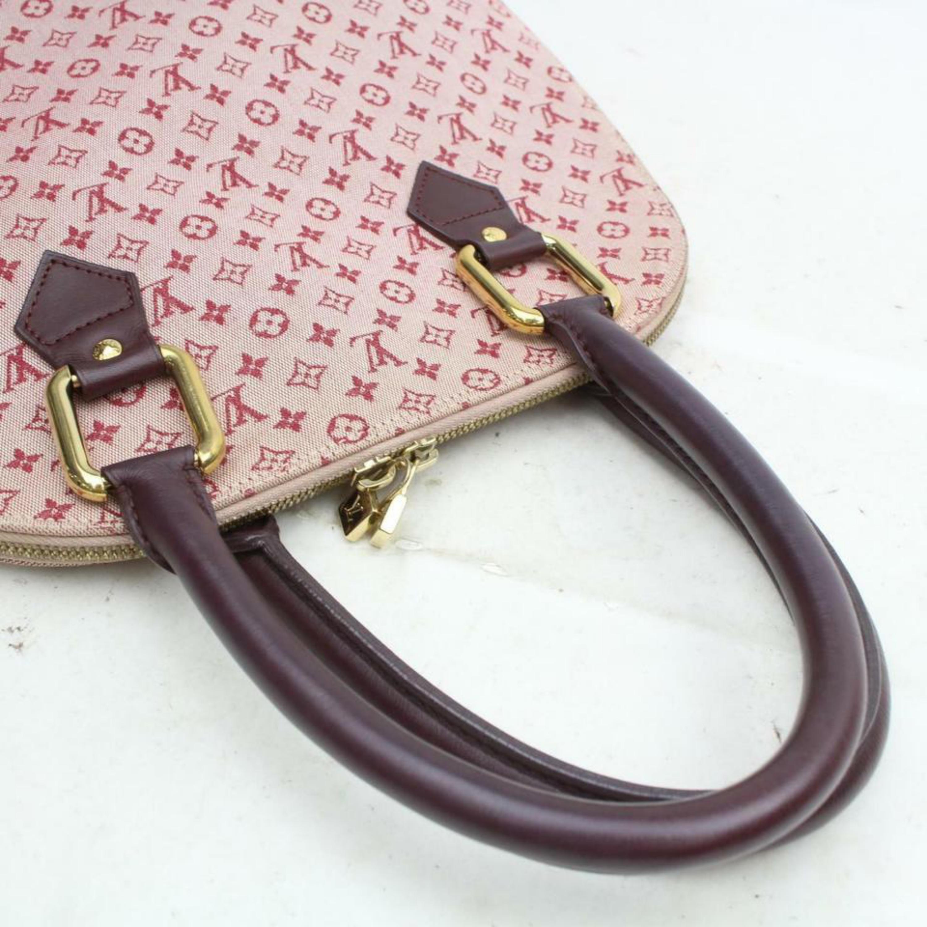 Louis Vuitton Alma Bordeaux Mini Lin Haut 870016 Red Canvas Shoulder Bag For Sale 7