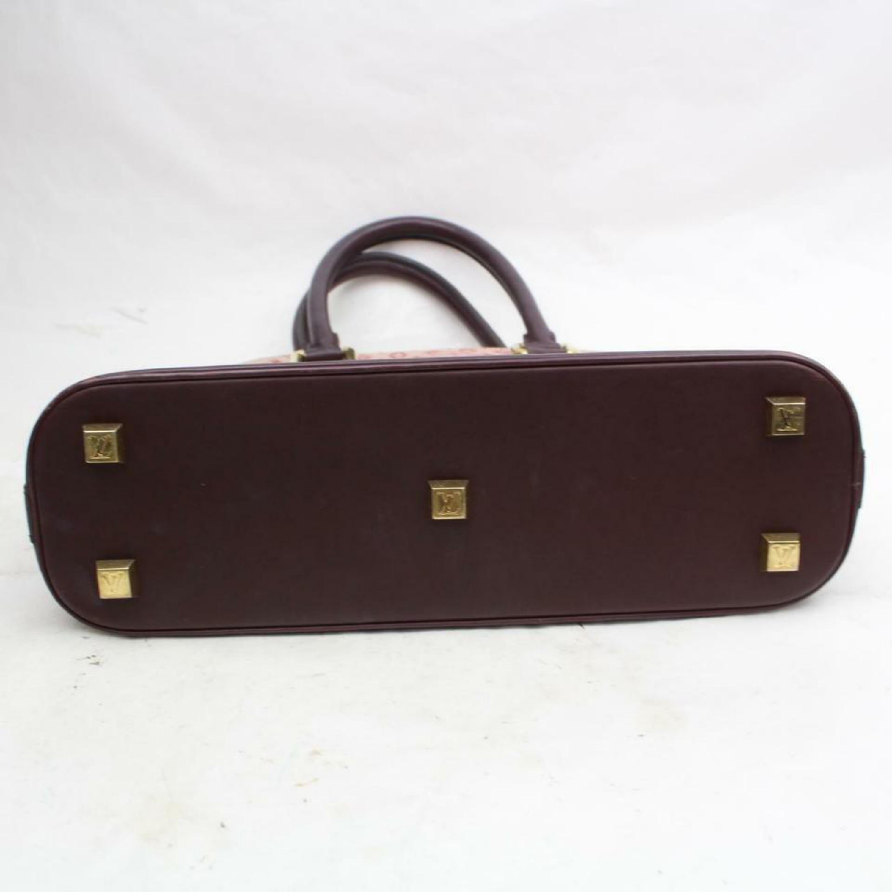 Louis Vuitton Alma Bordeaux Mini Lin Haut 870016 Red Canvas Shoulder Bag For Sale 2