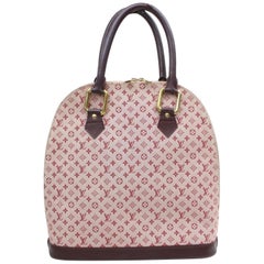 Louis Vuitton Alma Bordeaux Mini Lin Haut 870016 Umhängetasche aus rotem Segeltuch