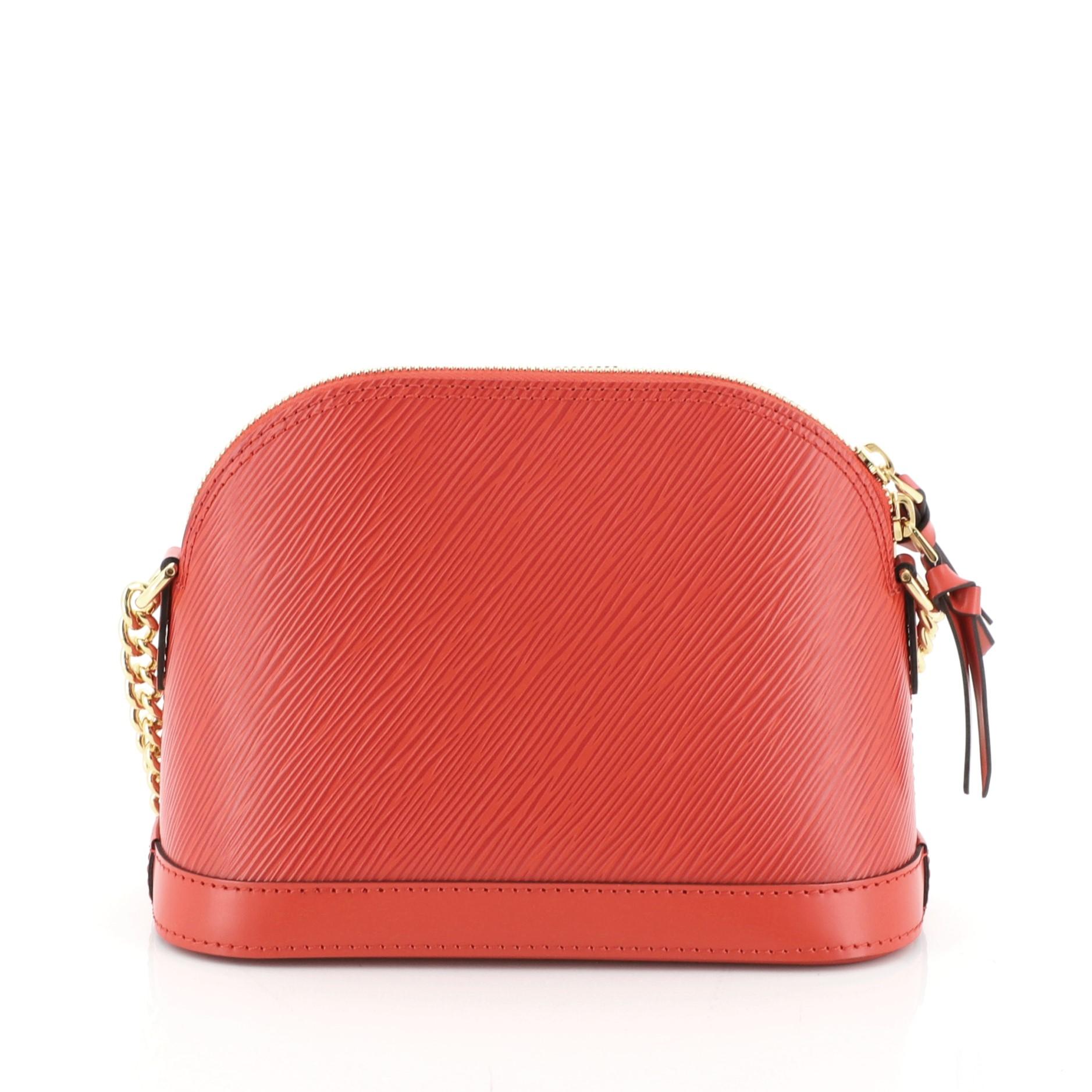 Red Louis Vuitton Alma Chain Handbag Epi Leather Mini