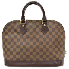 Louis Vuitton Alma Damier Ebene 866342 Brown Coated Canvas Satchel