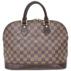 Vintage Louis Vuitton Alma Damier Ebene Pm 868021 Brown Coated Canvas Satchel