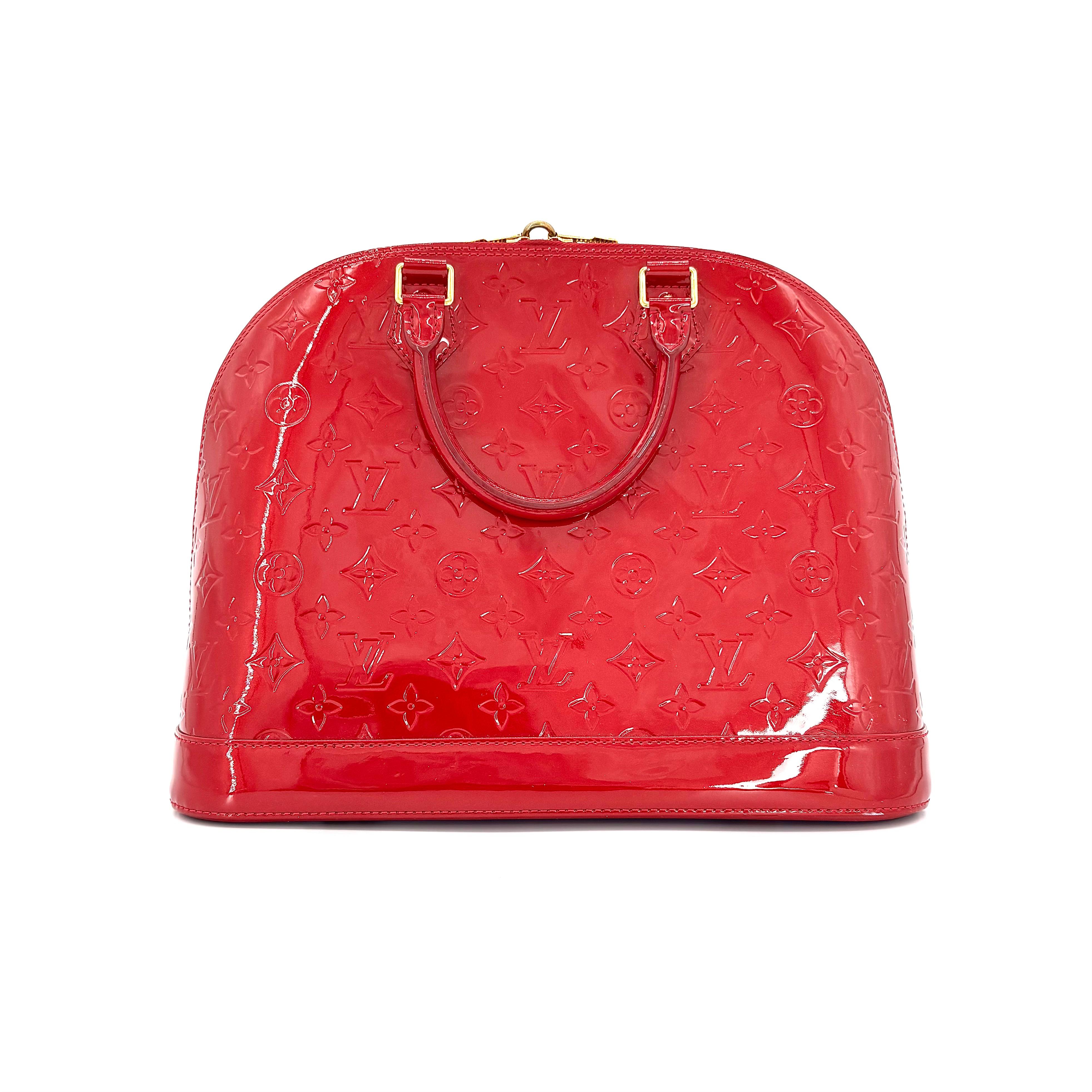 Rouge Louis Vuitton Alma GM Rose Red Indien Vernis Monogram Bag en vente