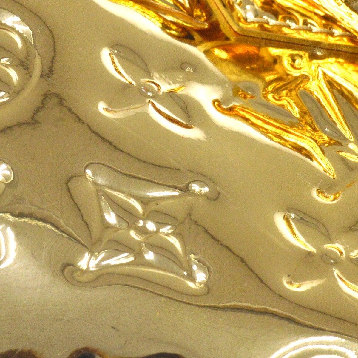 LOUIS VUITTON Alma Tragetasche mit goldenem Monogramm und Vinyl-Spiegel mit goldener Hardware (Braun) im Angebot