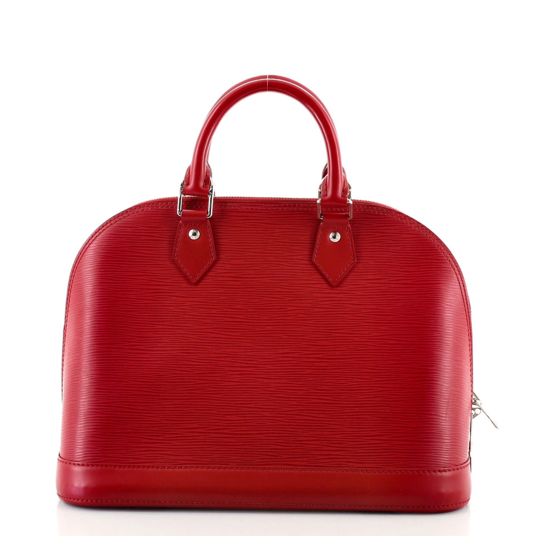Red Louis Vuitton Alma Handbag Epi Leather PM