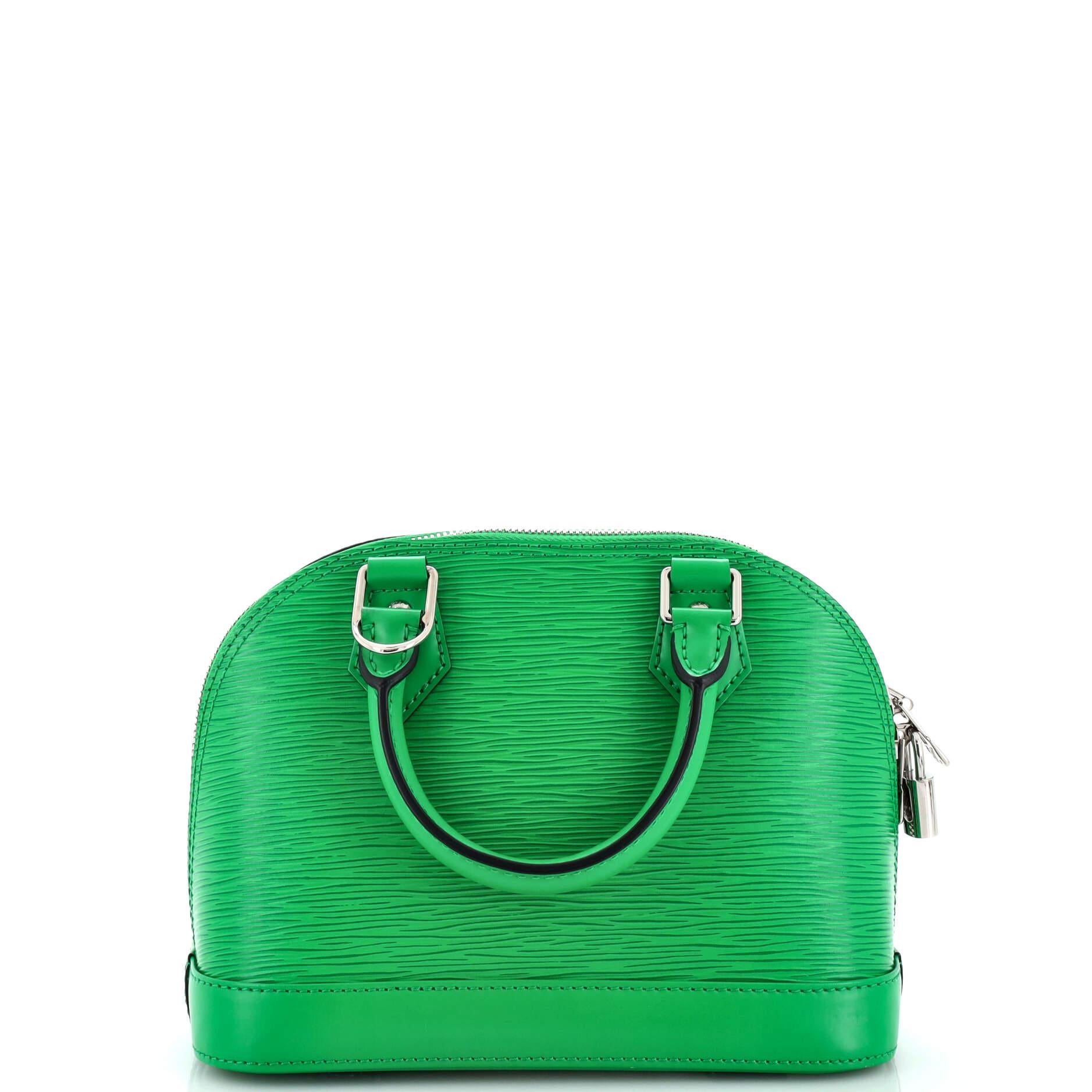 Louis Vuitton Alma Handbag Epi Leather with Logo Jacquard Strap BB In Good Condition In NY, NY