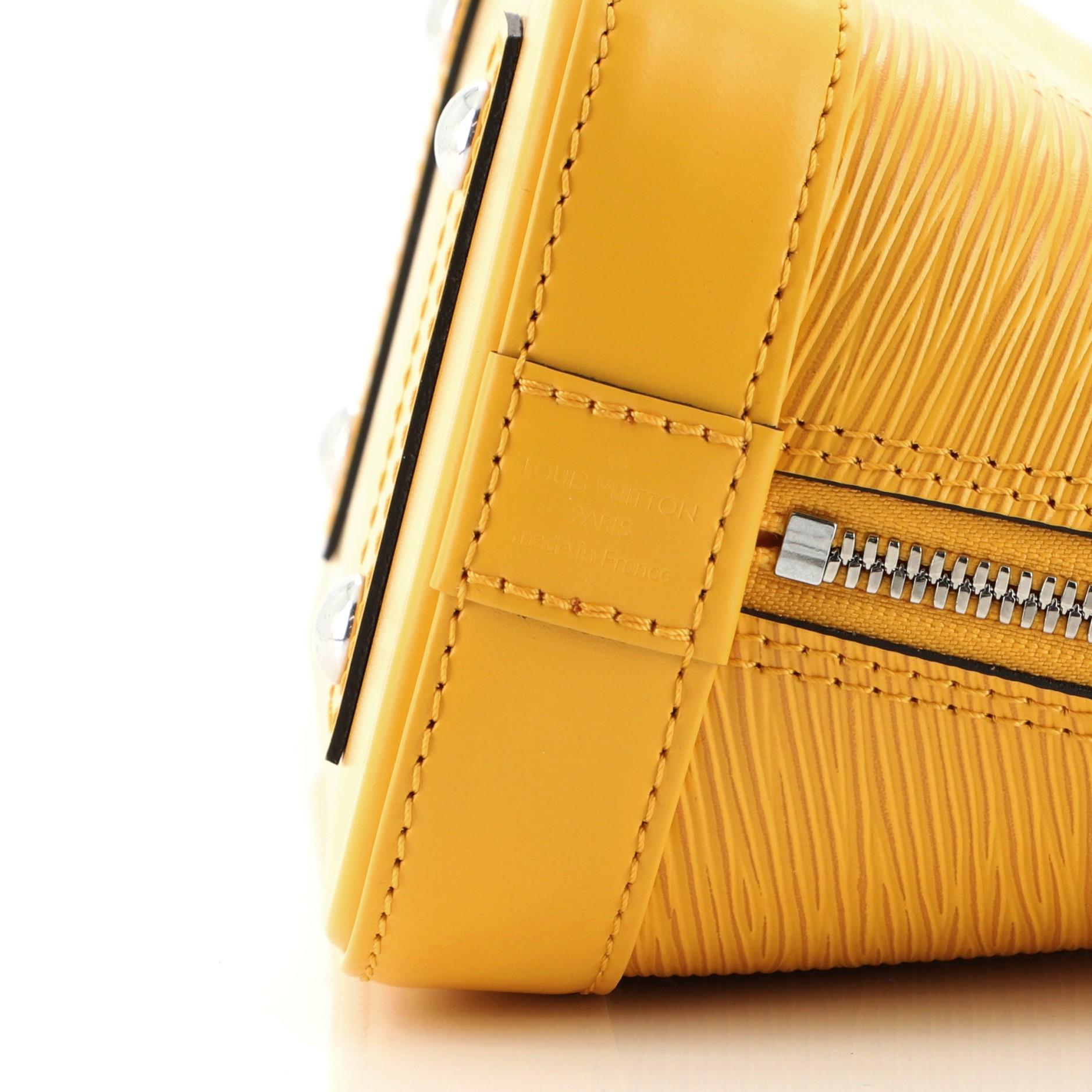 Louis Vuitton Alma Handbag Epi Leather with Logo Jacquard Strap BB In Good Condition In NY, NY