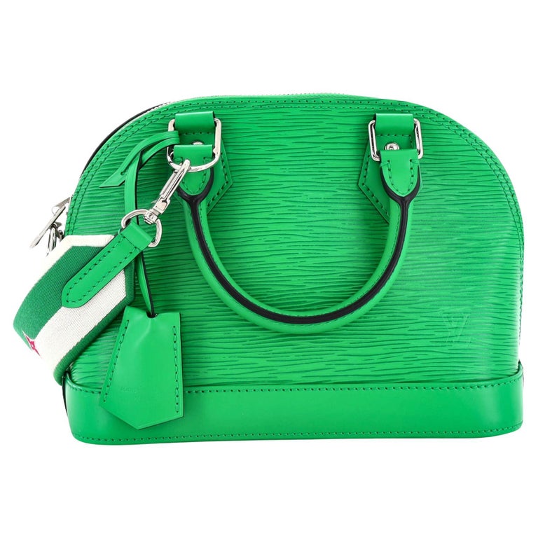 Louis Vuitton Alma Handbag Epi Leather with Logo Jacquard Strap BB For Sale  at 1stDibs