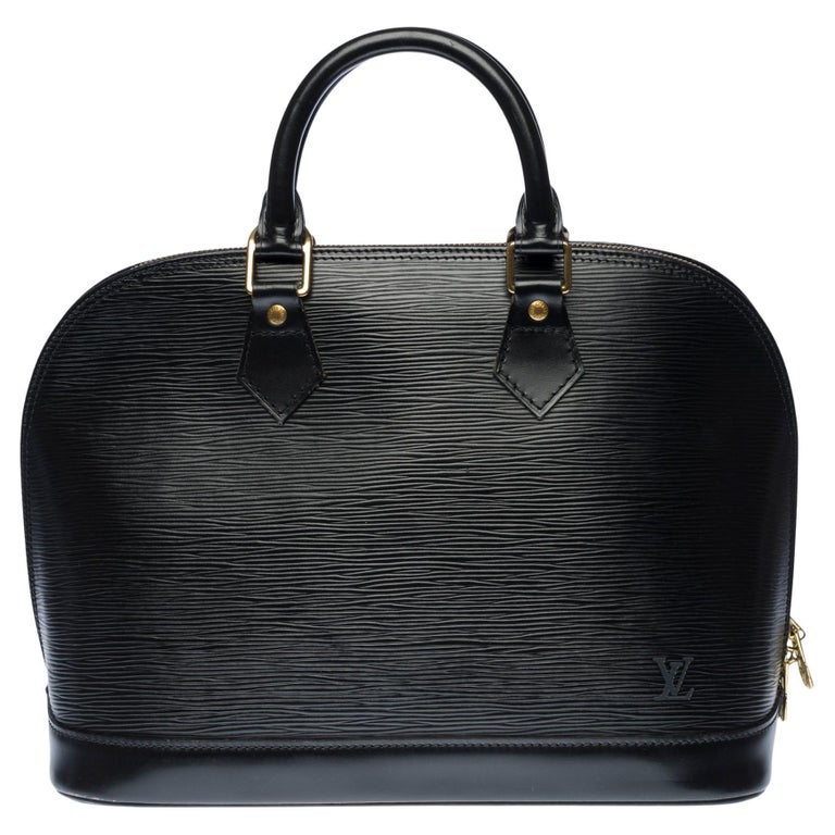 Louis Vuitton Alma handbag in black épi leather, Gold hardware For Sale