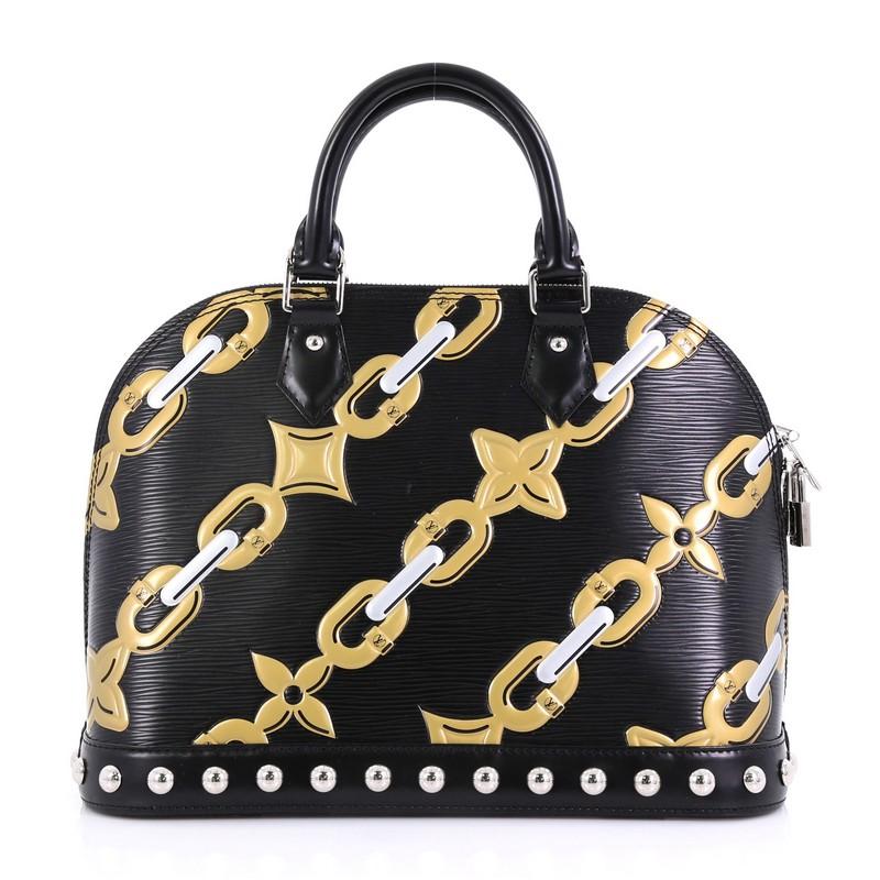  Louis Vuitton Alma Handbag Limited Edition Chain Flower Print Epi Leather PM In Good Condition In NY, NY