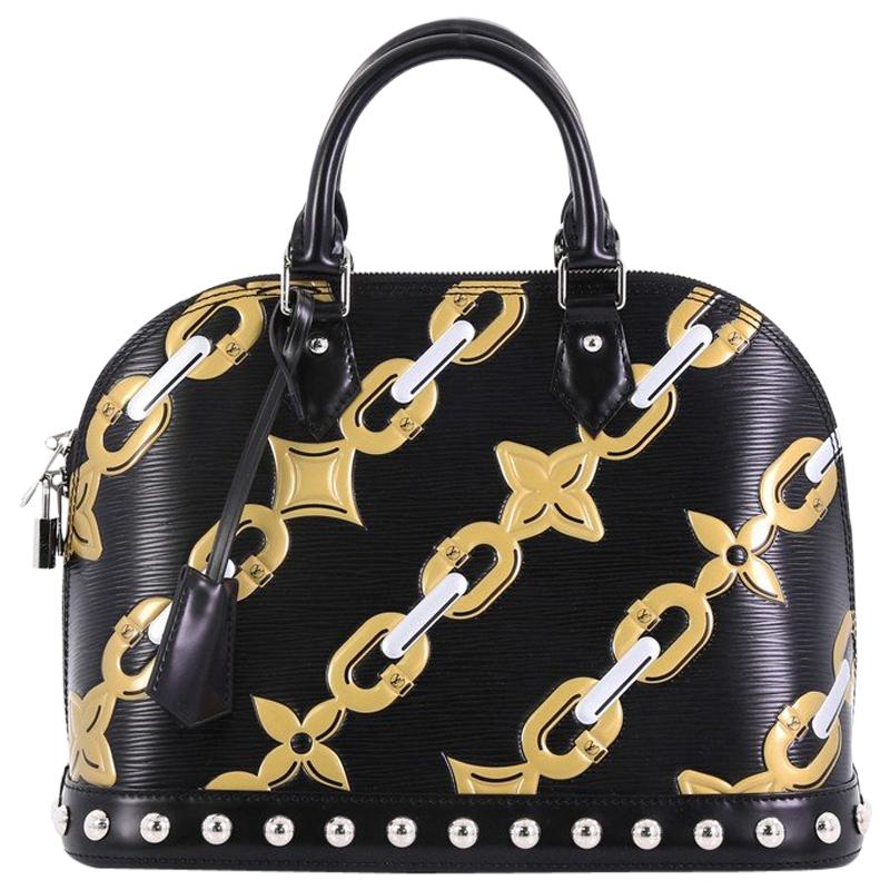  Louis Vuitton Alma Handbag Limited Edition Chain Flower Print Epi Leather PM