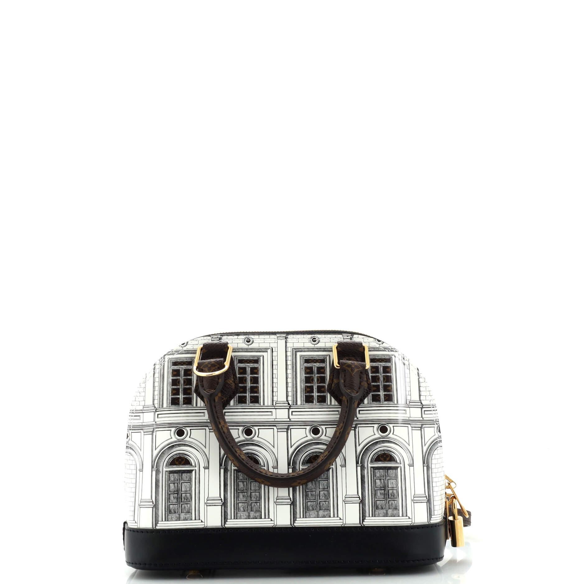 Women's or Men's Louis Vuitton Alma Handbag Limited Edition Fornasetti Architettura Print Leather