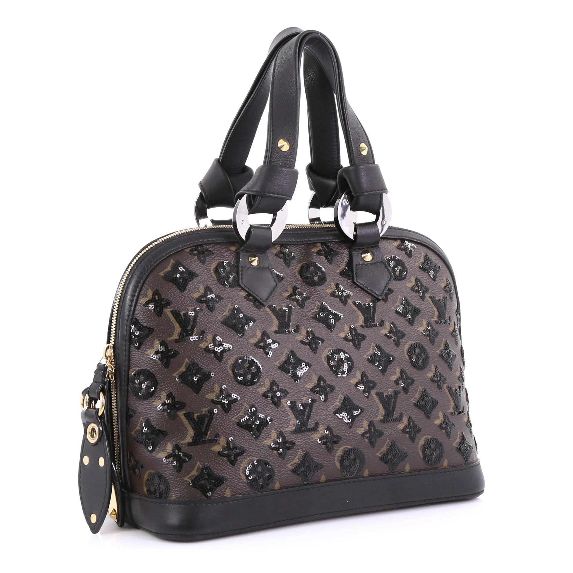 Black Louis Vuitton Alma Handbag Limited Edition Monogram Eclipse Sequins PM