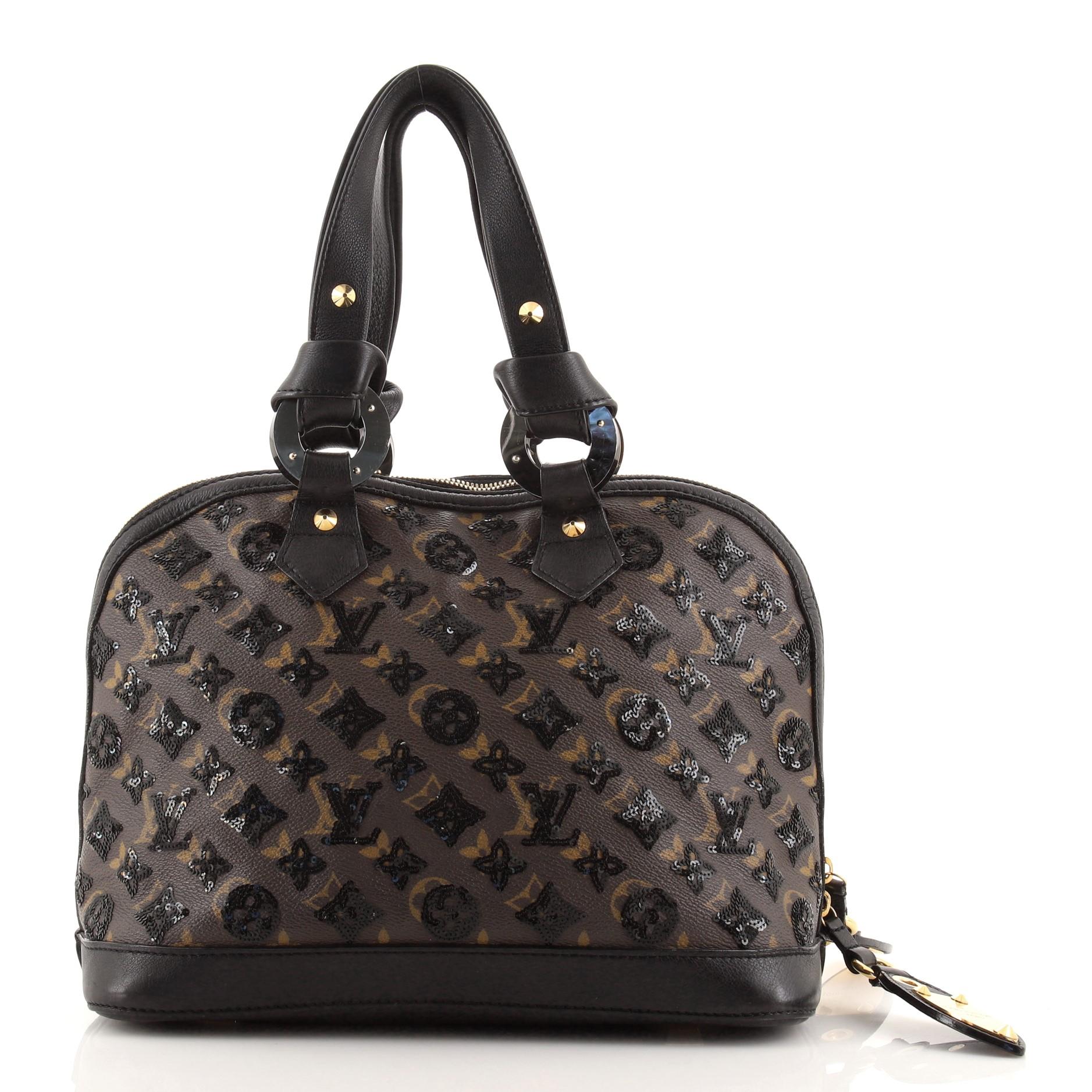 Black Louis Vuitton Alma Handbag Limited Edition Monogram Eclipse Sequins PM