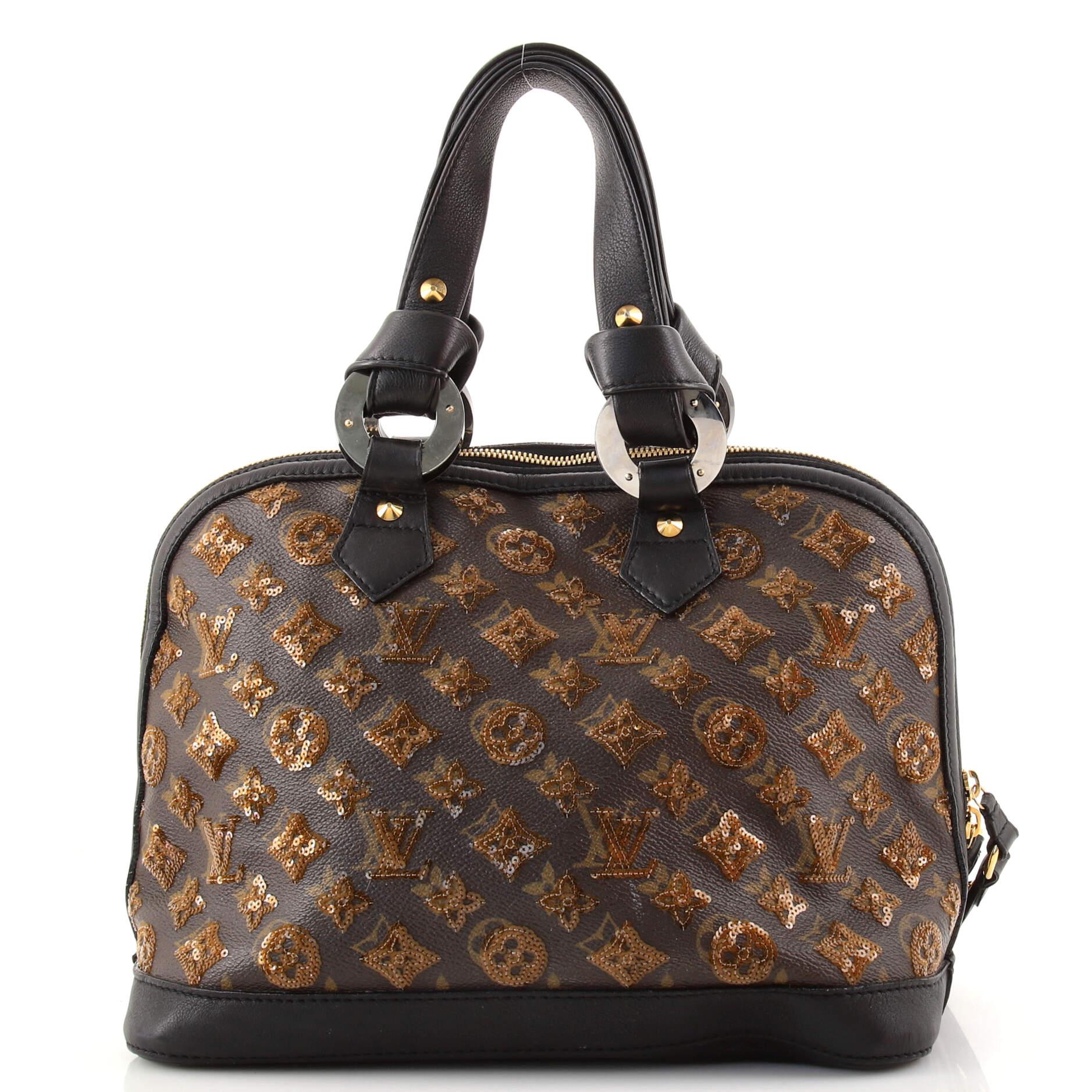 Black Louis Vuitton Alma Handbag Limited Edition Monogram Eclipse Sequins PM