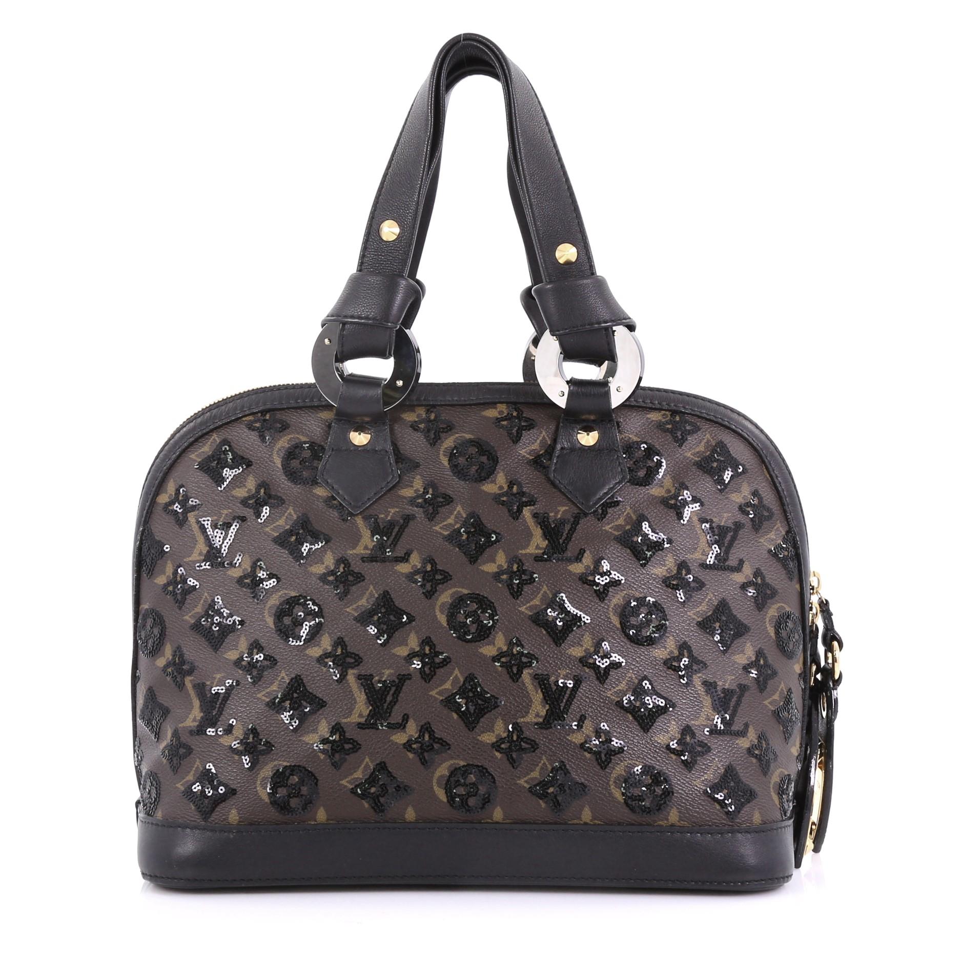 Louis Vuitton Alma Handbag Limited Edition Monogram Eclipse Sequins PM In Good Condition In NY, NY
