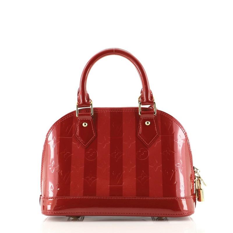 Red Louis Vuitton Alma Handbag Limited Edition Monogram Vernis Rayures BB
