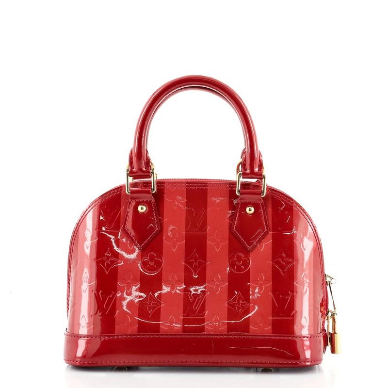 Red Louis Vuitton Alma Handbag Limited Edition Monogram Vernis Rayures BB